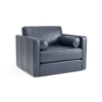 Sven 45.5_ Tufted Leather Sleeper Chair - Oxford Blue