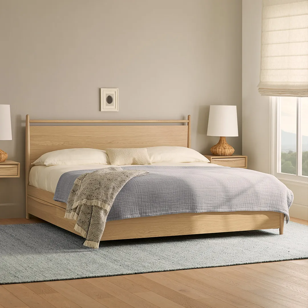 Lenia King Panel Storage Bed - White Oak - Image 6
