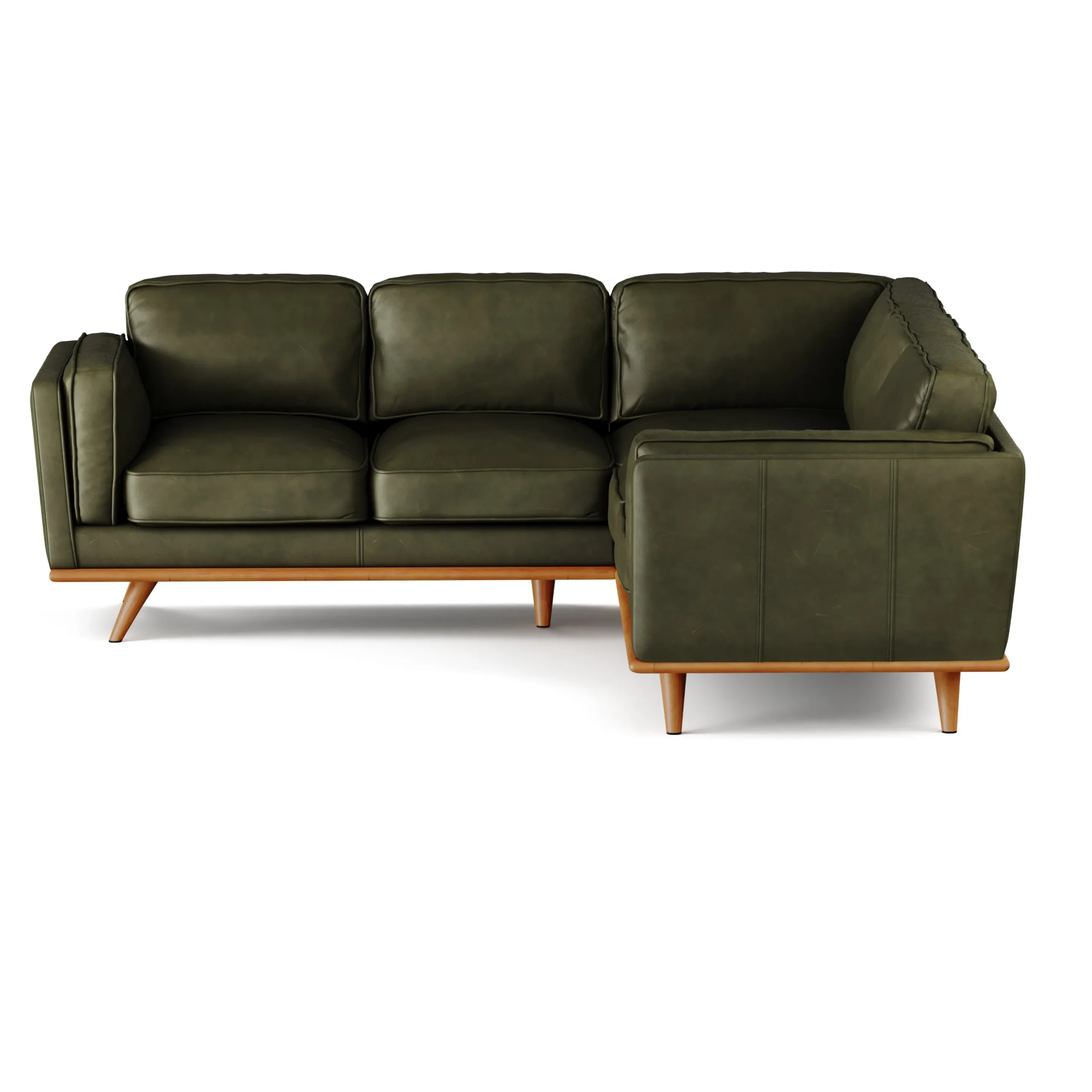 Timber 93_ Leather Corner Sectional - Charme Green - Image 4
