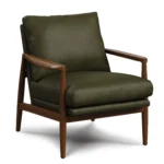 Bavel 26_ Leather Lounge Set - Walnut and Charme Green