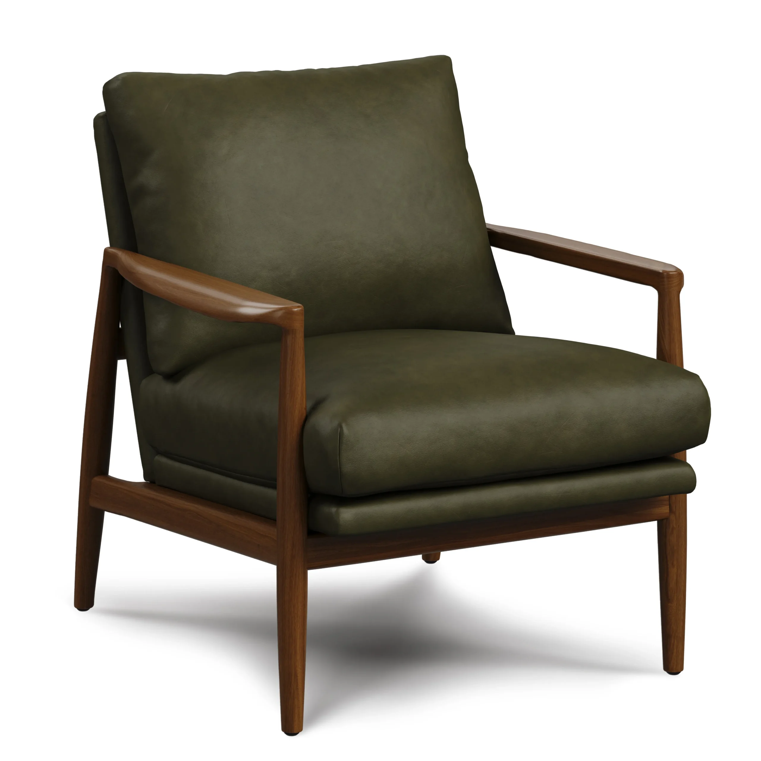 Bavel 26_ Leather Lounge Set - Walnut and Charme Green - Image 16