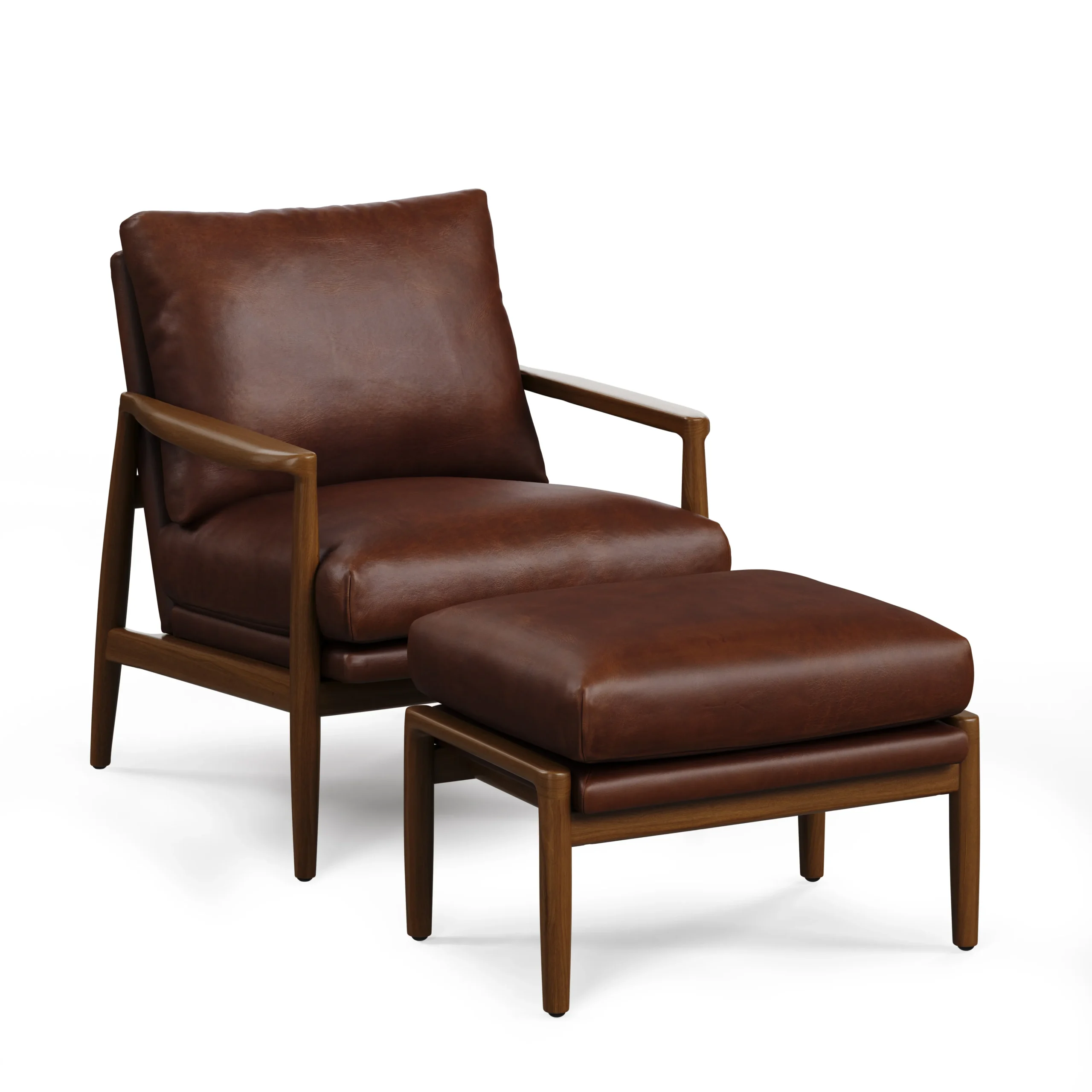 Bavel 26_ Leather Lounge Set - Walnut and Indiana Brown - Image 8