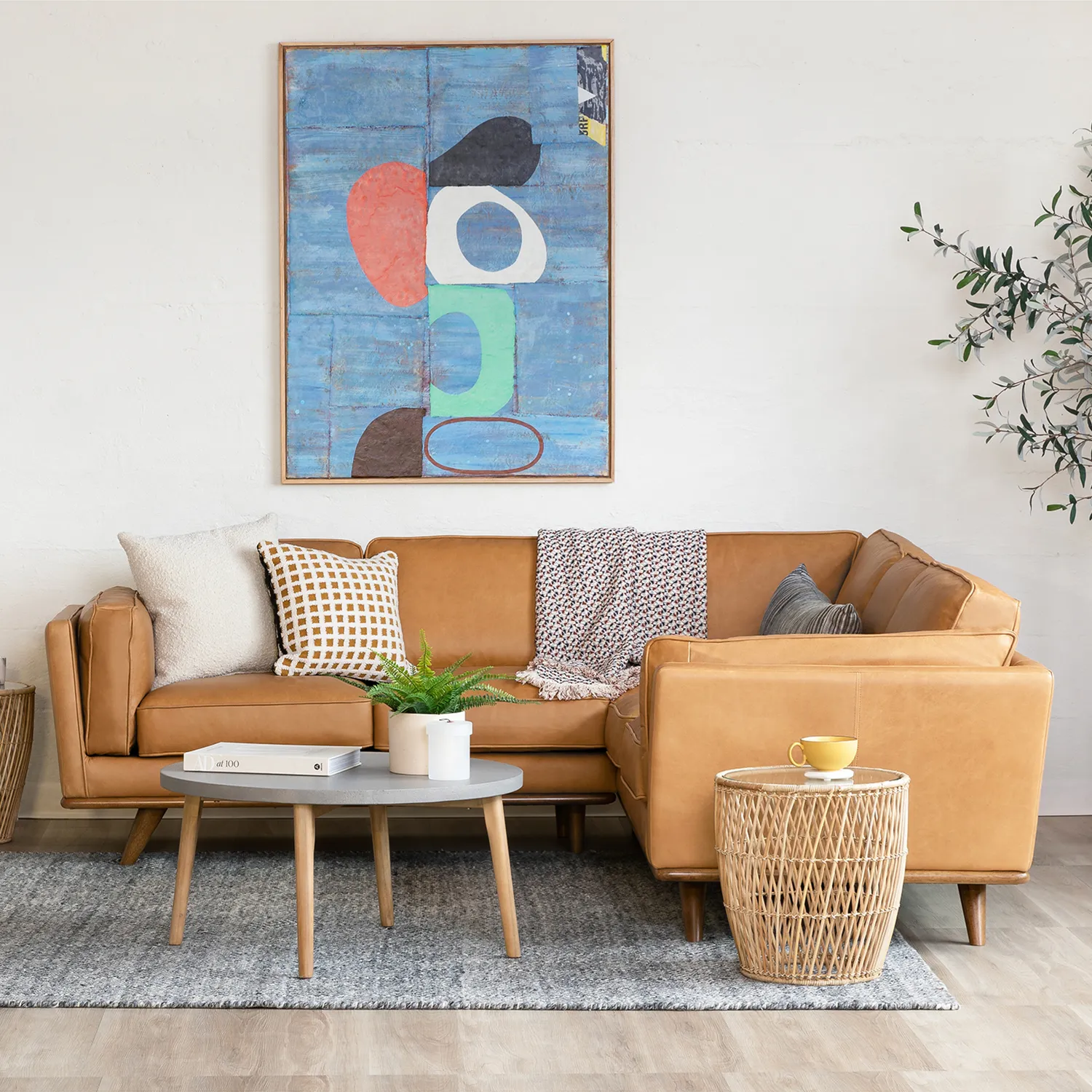 Timber 93_ Leather Corner Sectional - Charme Tan - Image 4