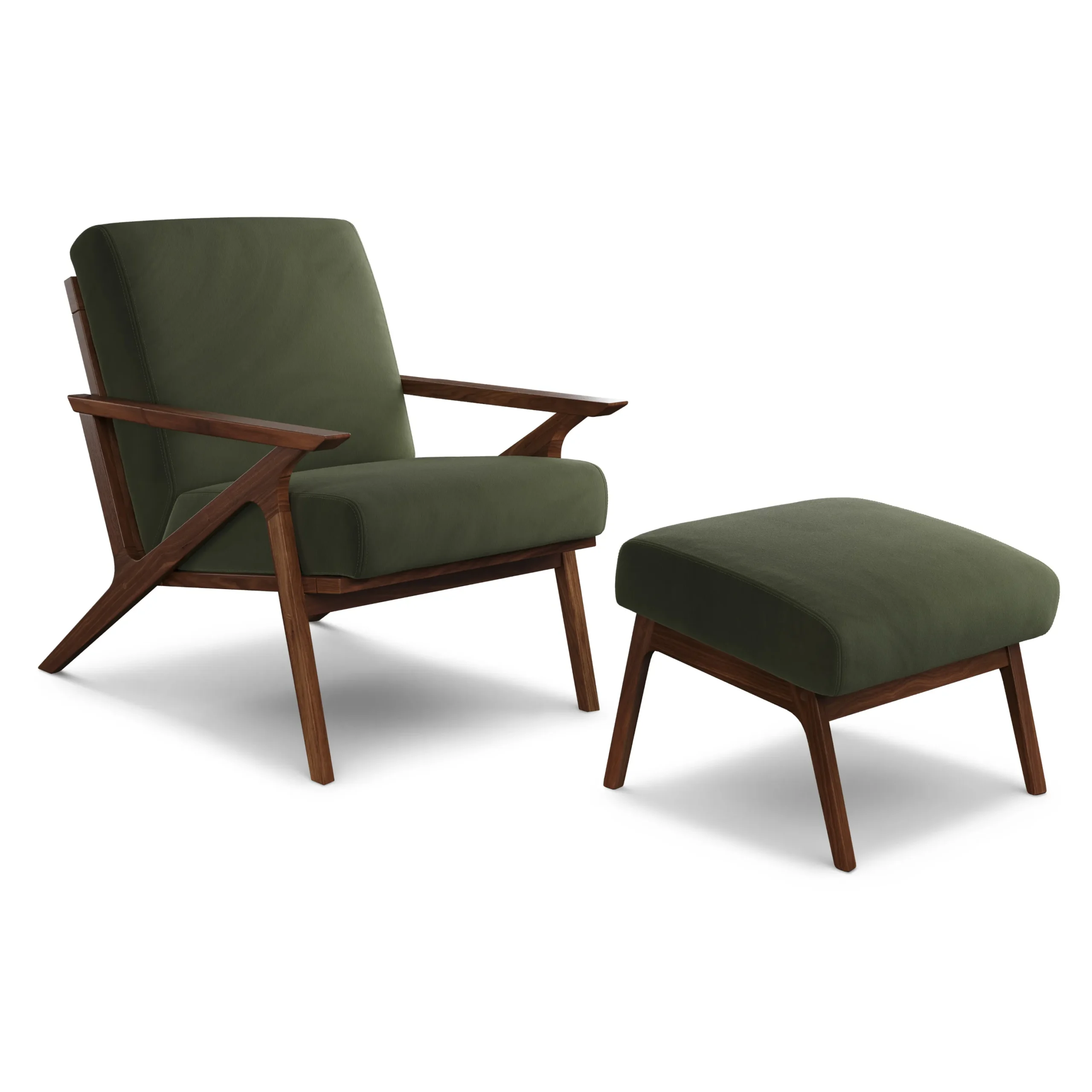 Otio 26_ Velvet Lounge Set - Walnut and Hale Fir Green - Image 14