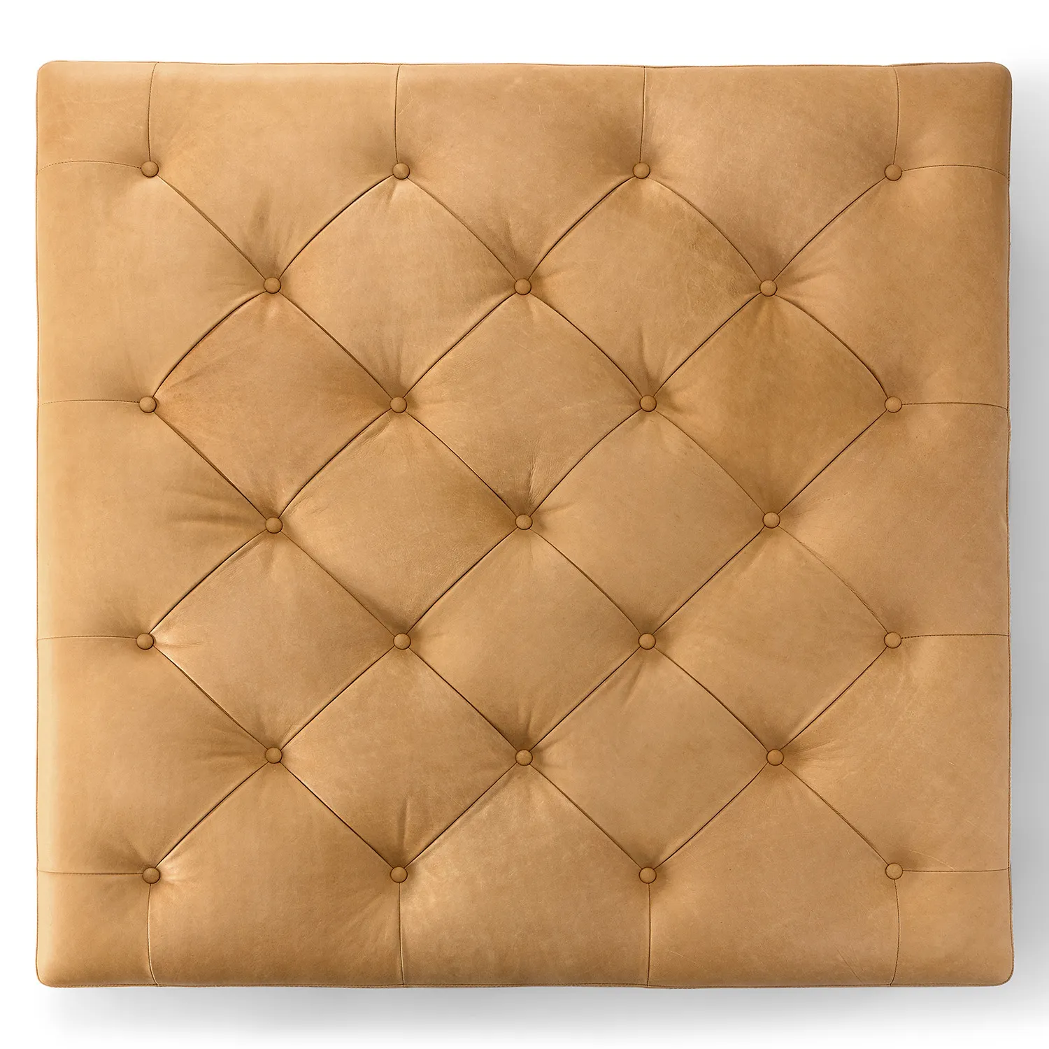 Tablet 47_ Leather Square Ottoman - Charme Tan - Image 8