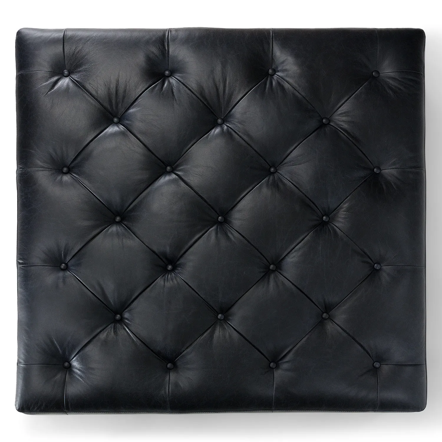 Tablet 47_ Leather Square Ottoman - Charme Black - Image 6