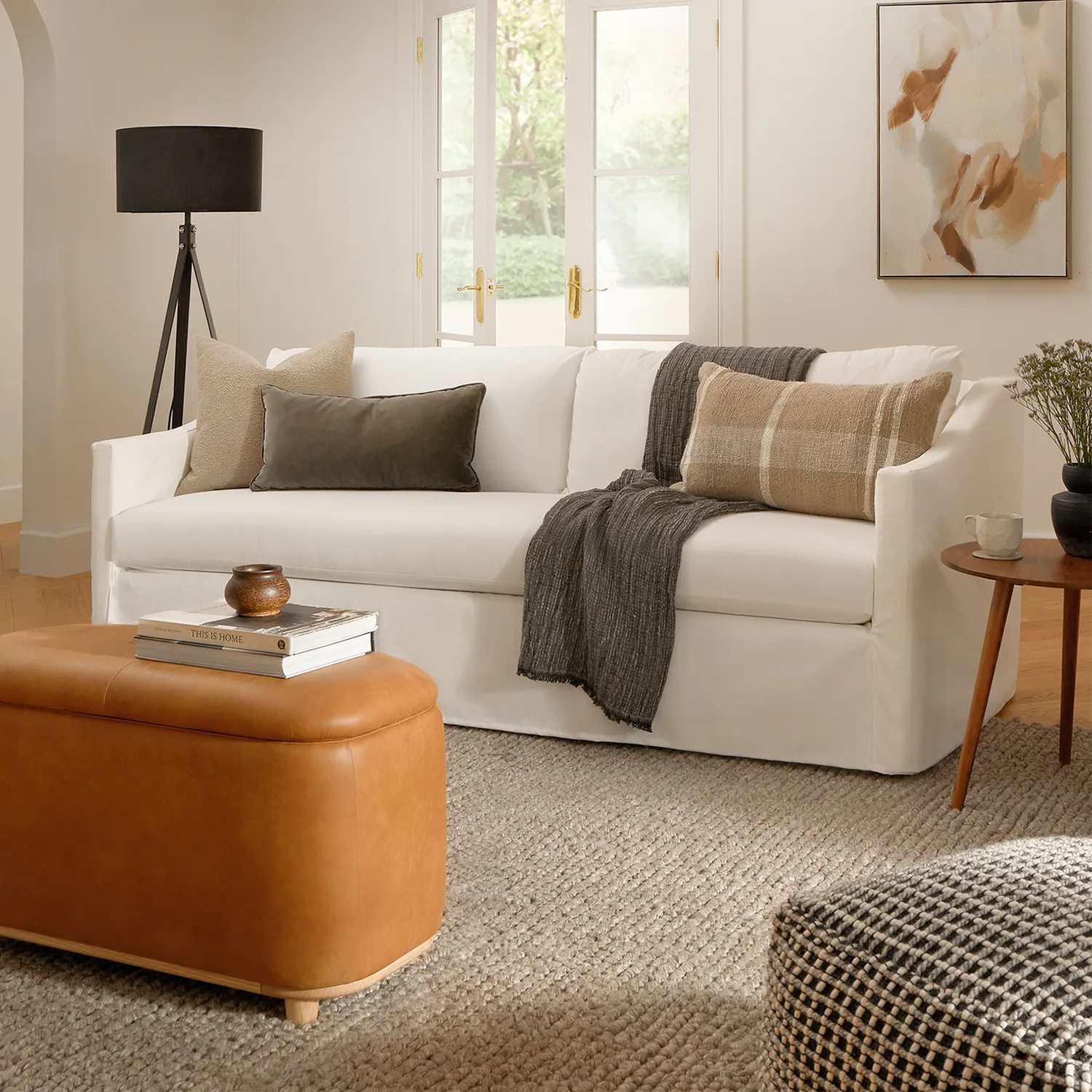 Maribo 32_ Leather Storage Ottoman - Rawhide Tan - Image 4