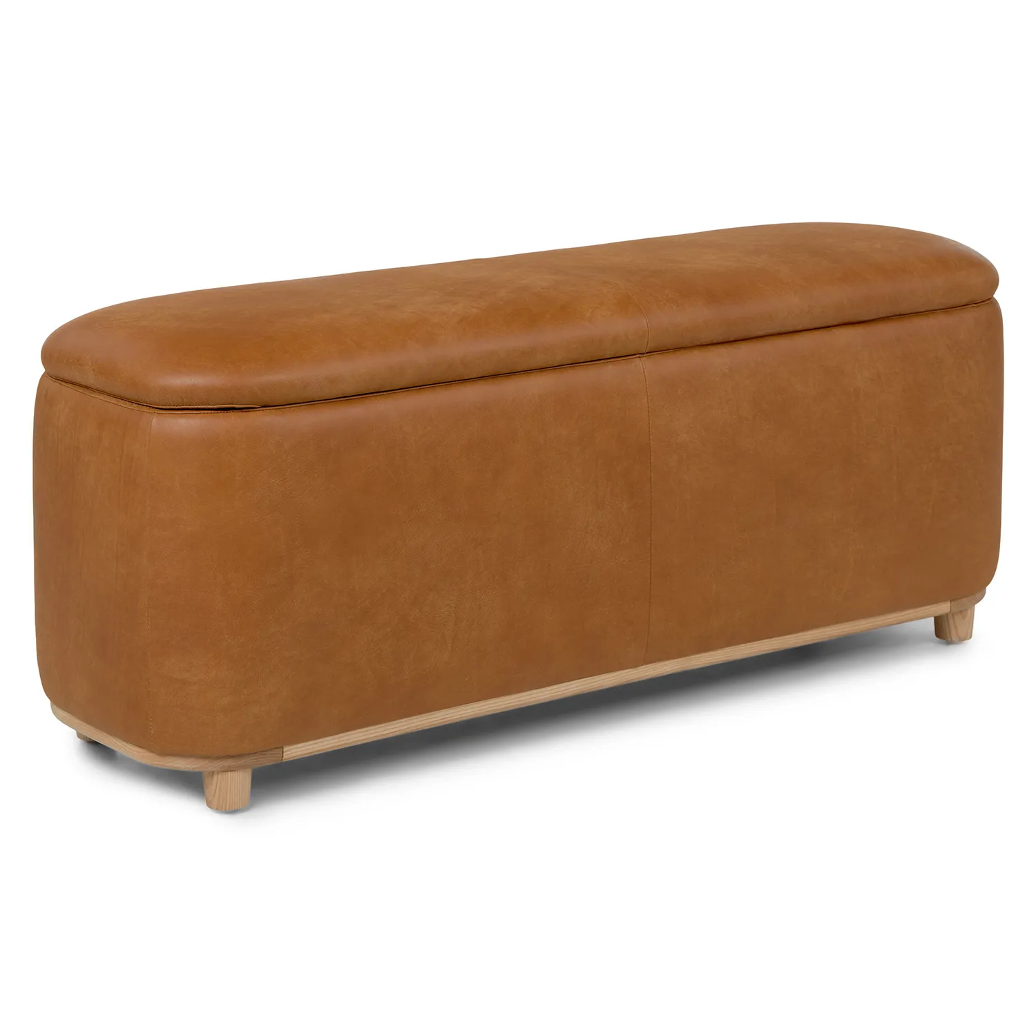 Maribo 48_ Leather Storage Ottoman - Rawhide Tan - Image 4