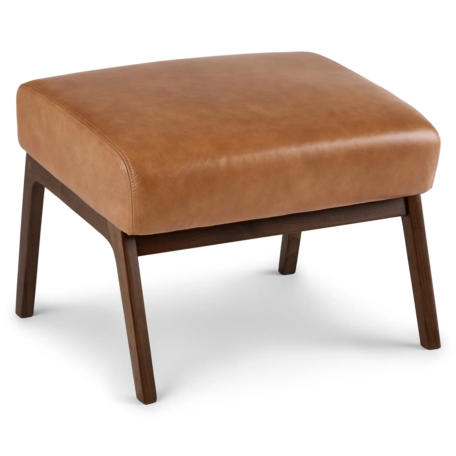 Otio 22_ Leather Ottoman - Walnut and Toscana Tan - Image 4