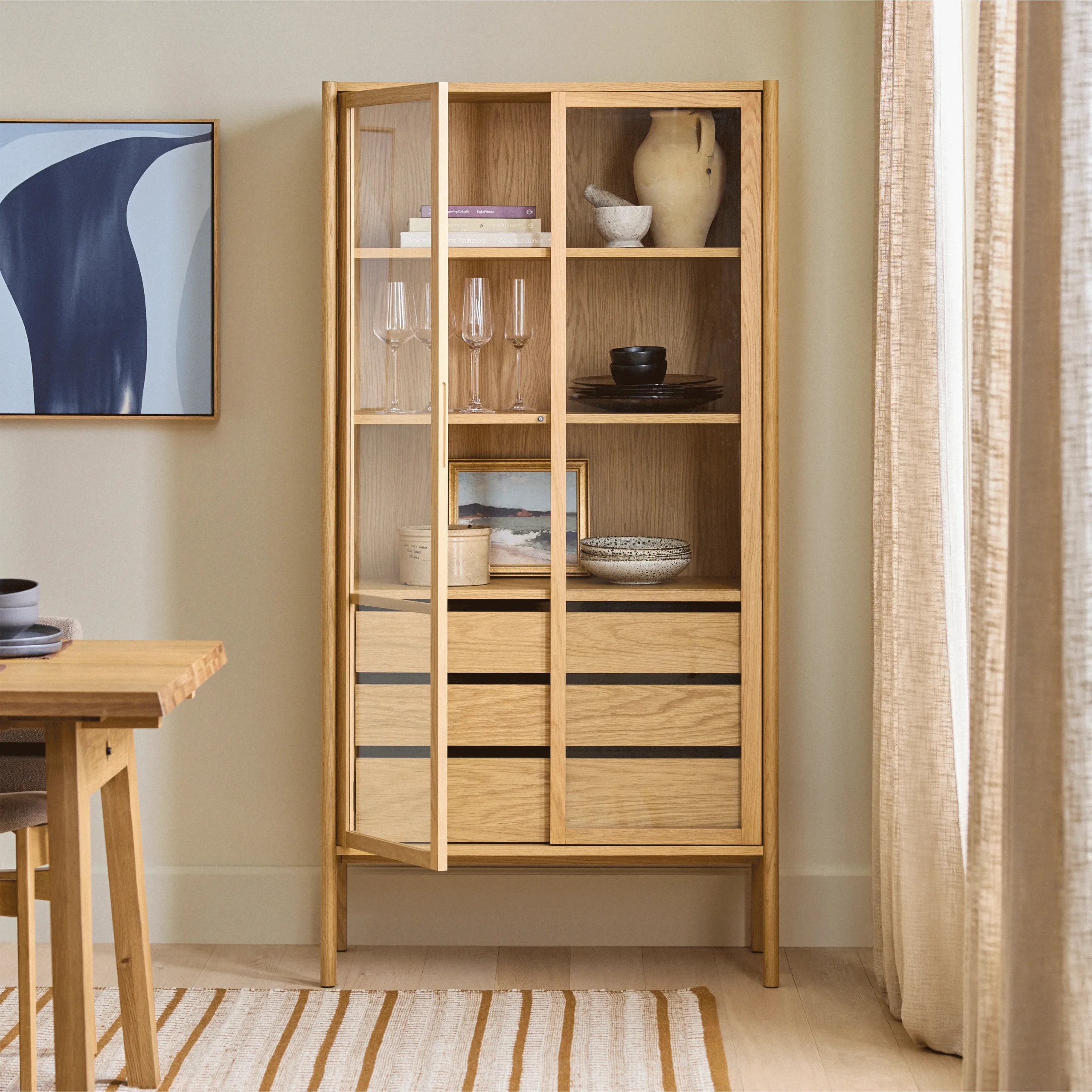Mysen 35.5_ Glass Cabinet - Natural Oak - Image 4