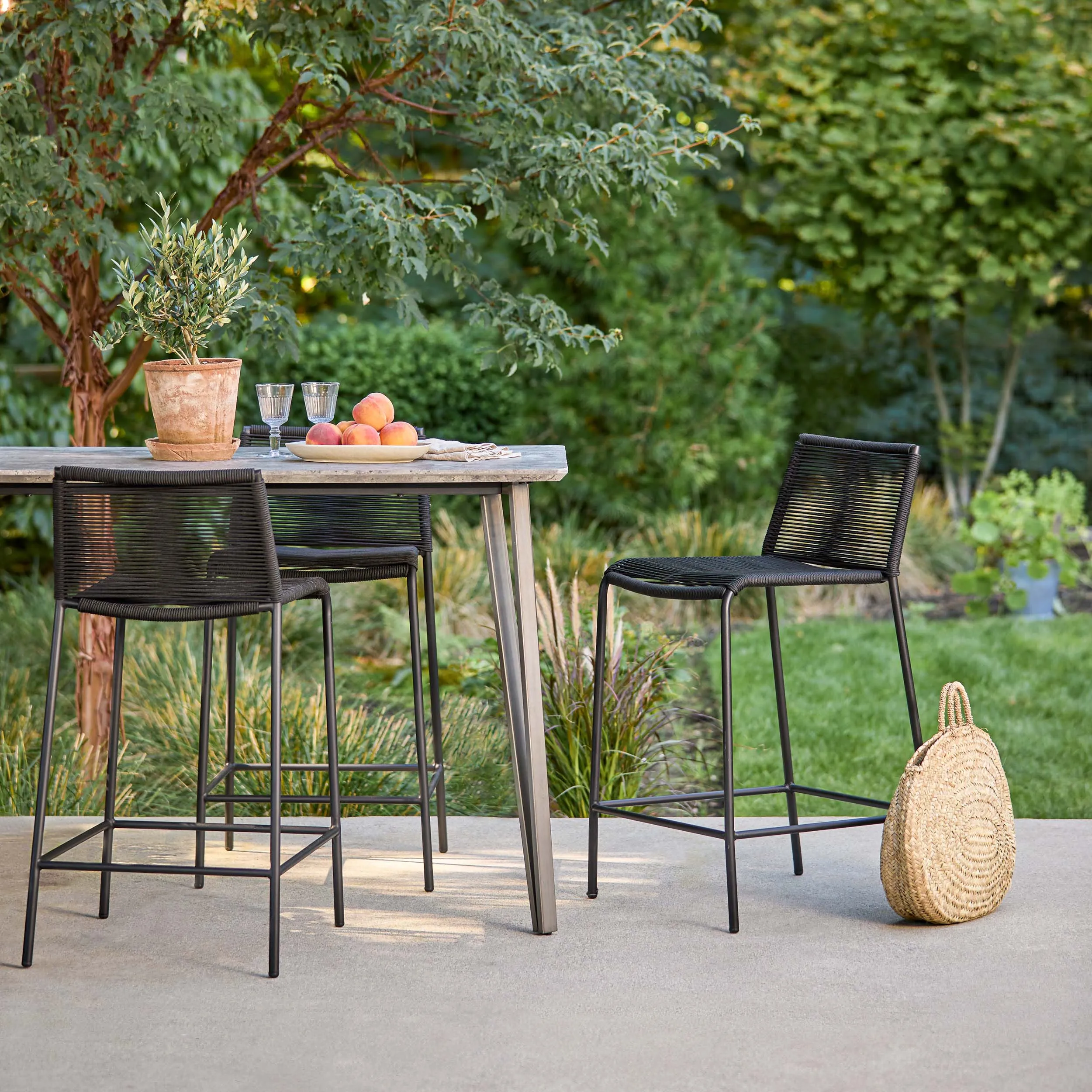 Zina Outdoor Counter Stool - Ember Black - Image 5