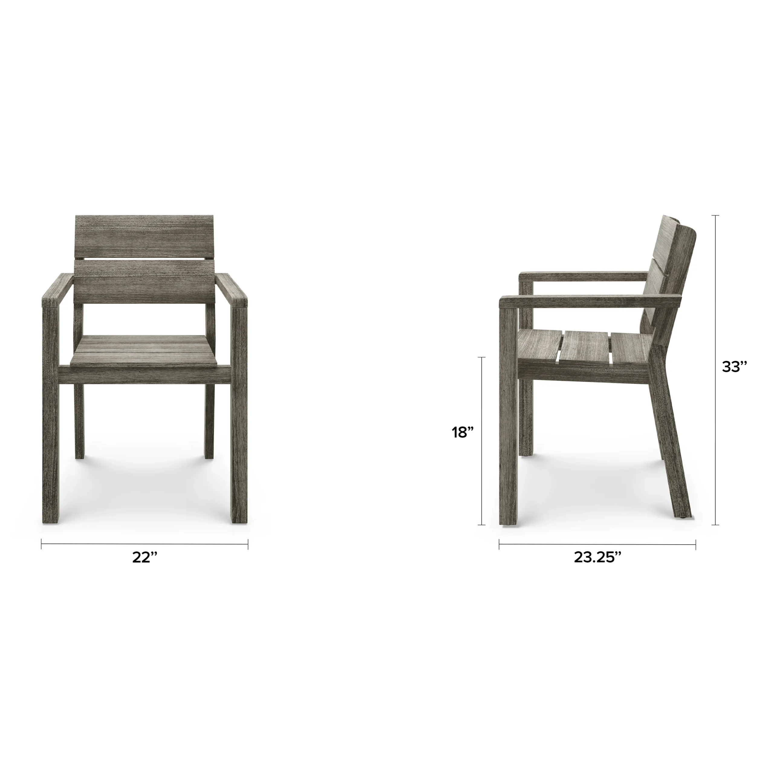 Lyle Outdoor Stackable Dining Armchair - Weathered Acacia - Image 2