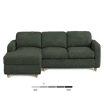 Vati 90.5_ Left Storage Sectional - Natural Oak and Green Wool Bouclé