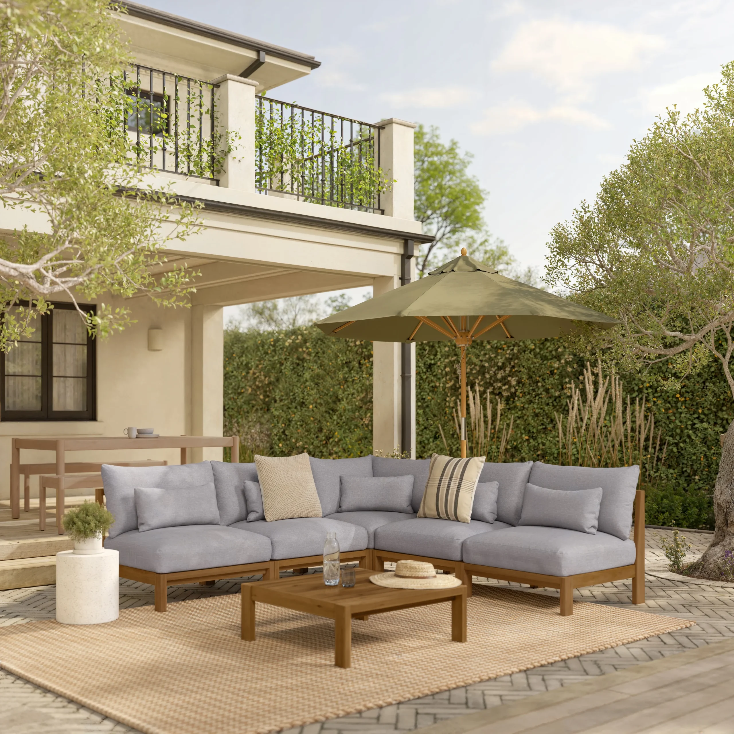 Cove 102.75_ Outdoor Armless Modular Sectional - Basket Gray - Image 9