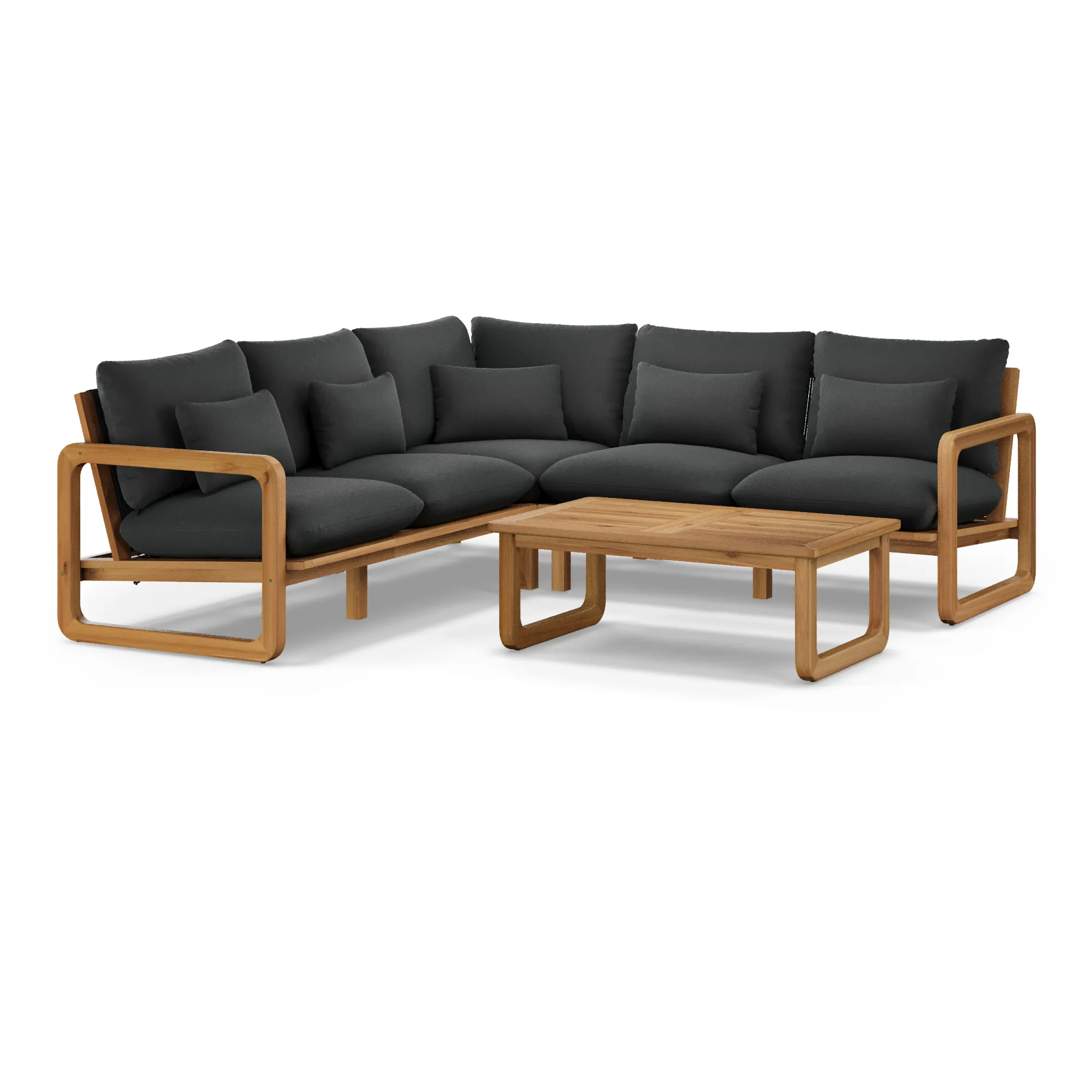 Laholm 94_ Outdoor Corner Sectional Set - Dravite Black - Image 7