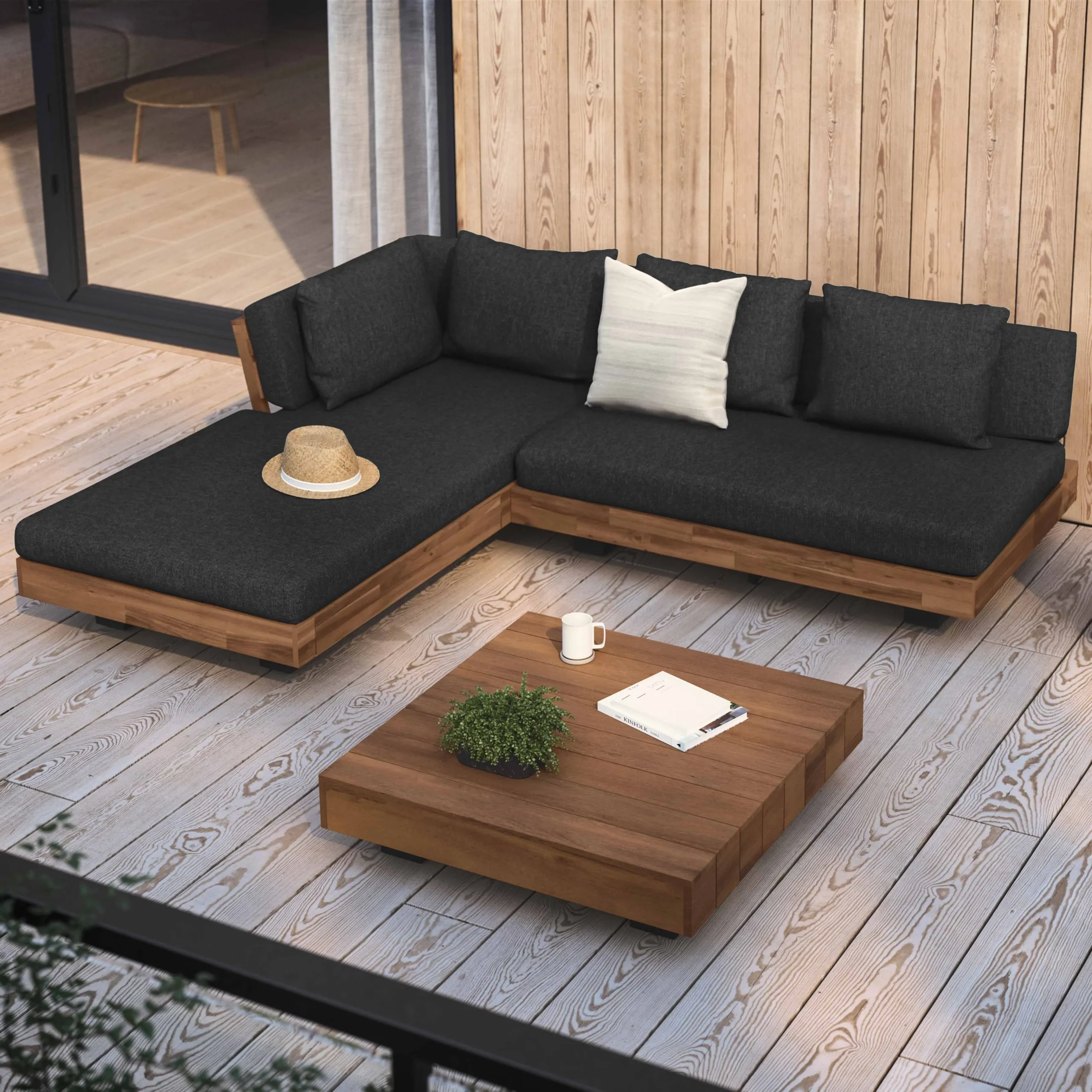 Lubek 82.5_ Outdoor Low Left Sectional Set - Slate Gray - Image 11