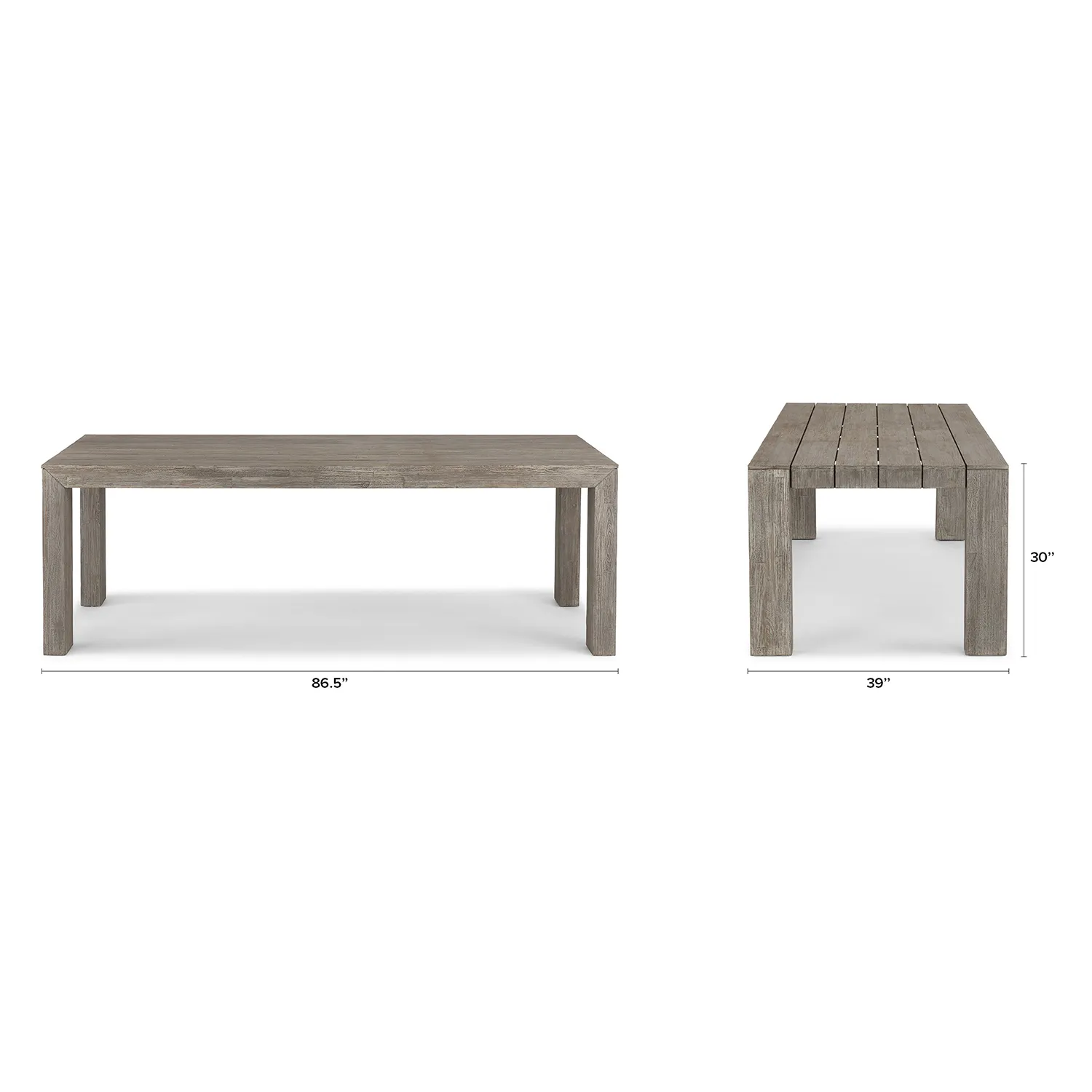 Atica 86.5_ Outdoor Dining Table - Washed Acacia - Image 2