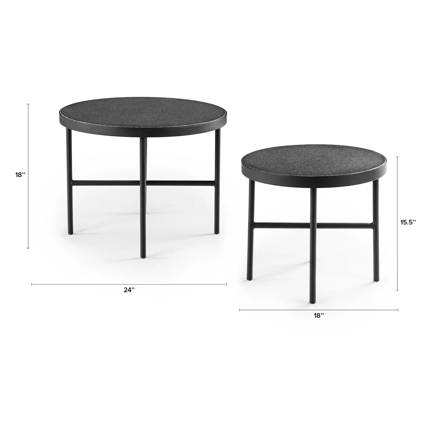 Gera Outdoor Side Table Set - Black Granite - Image 2