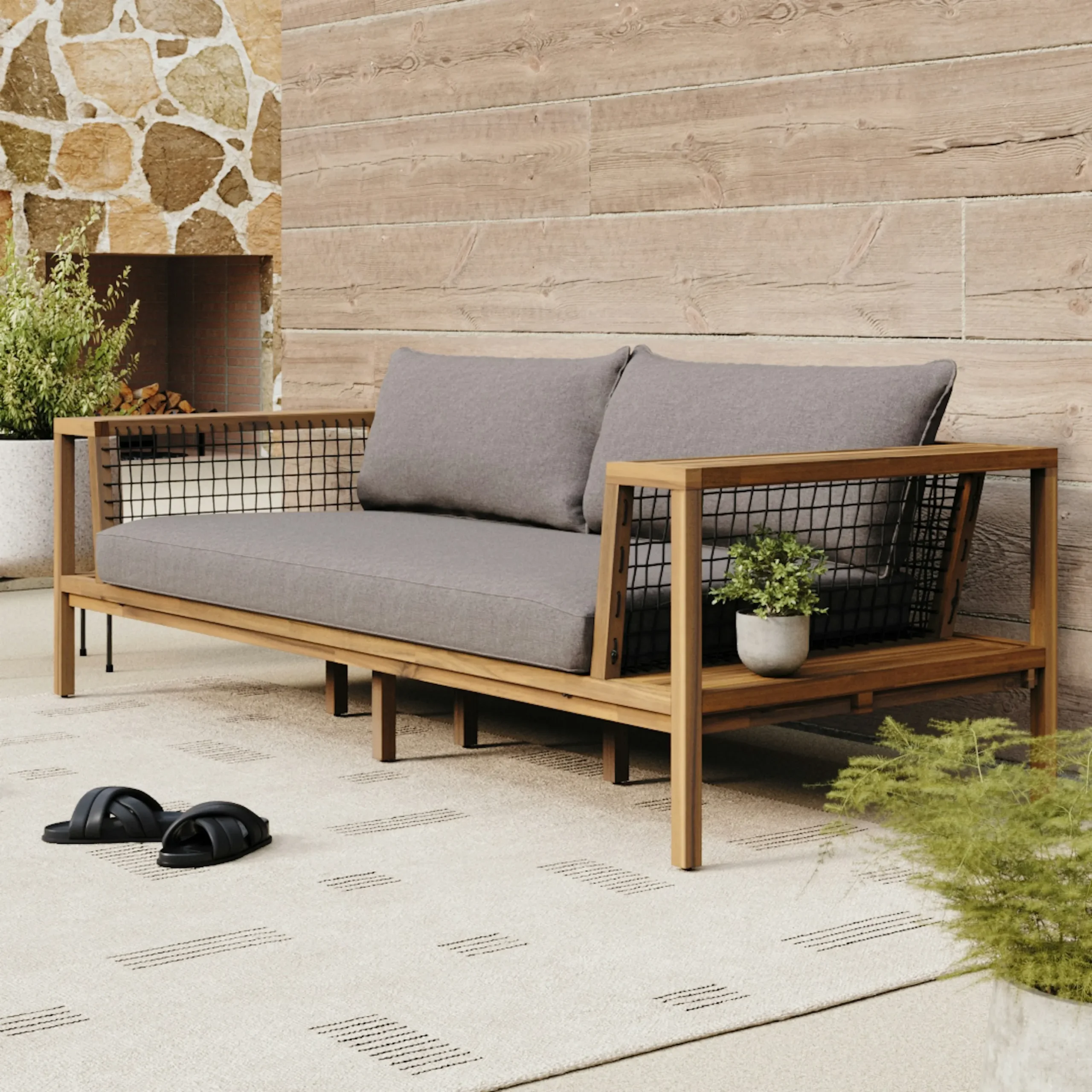 Callais 90.5_ Outdoor Sofa - Taupe Gray