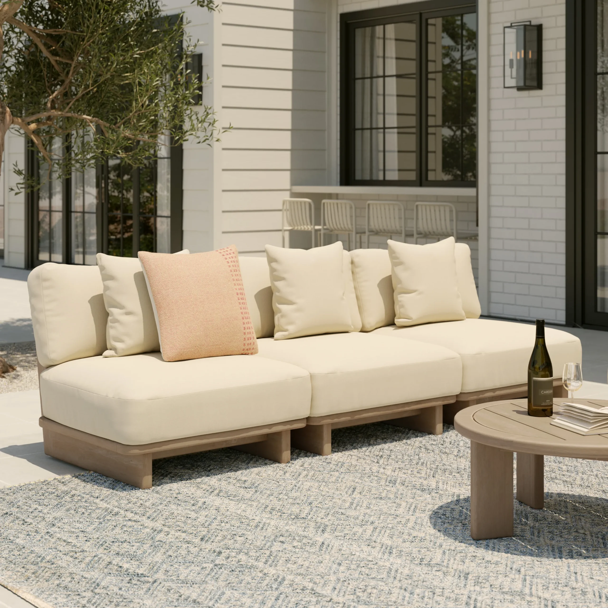 Daphne 102_ Outdoor Armless Modular Sofa - Dravite Ivory