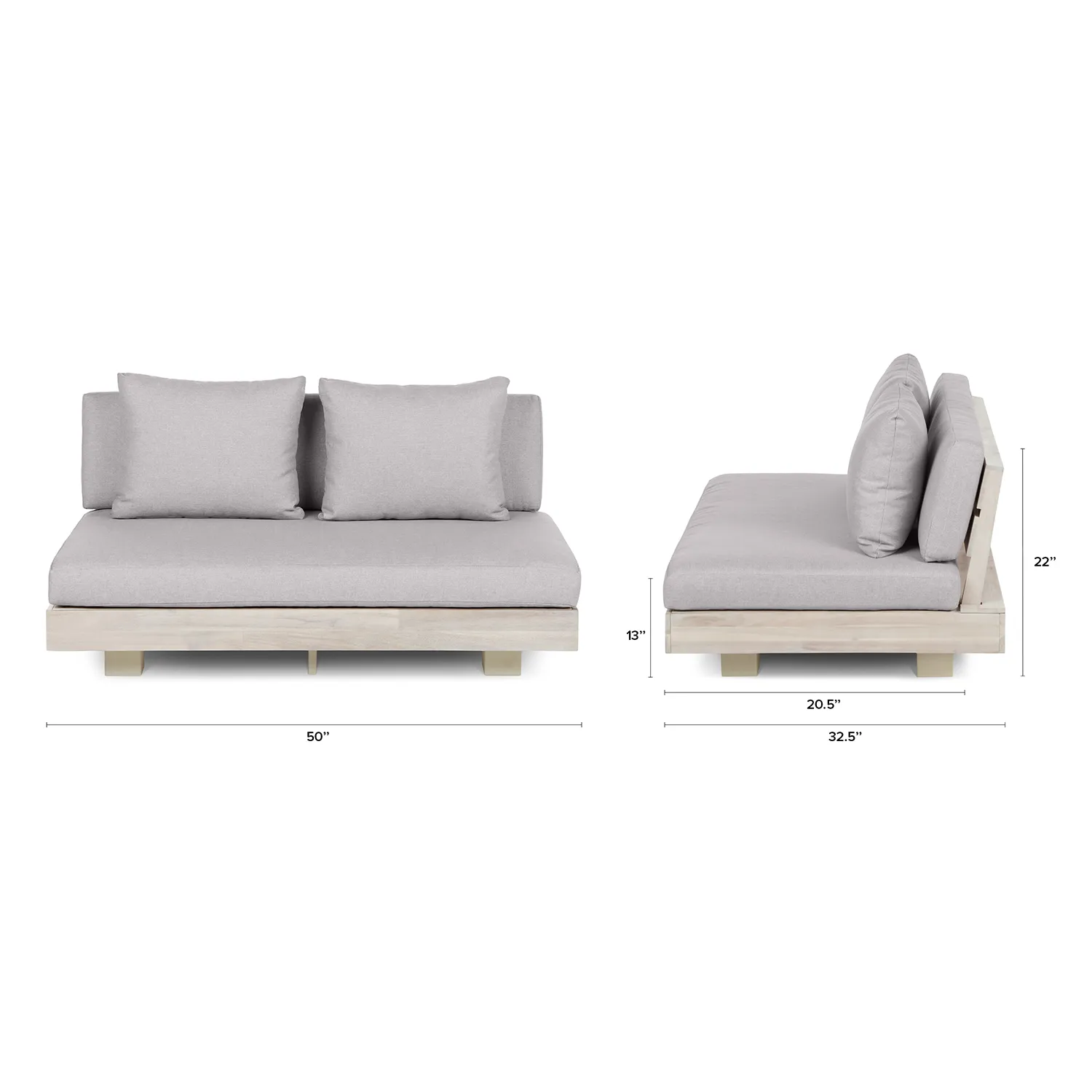 Lubek 50_ Outdoor Low Loveseat - Beach Sand - Image 2