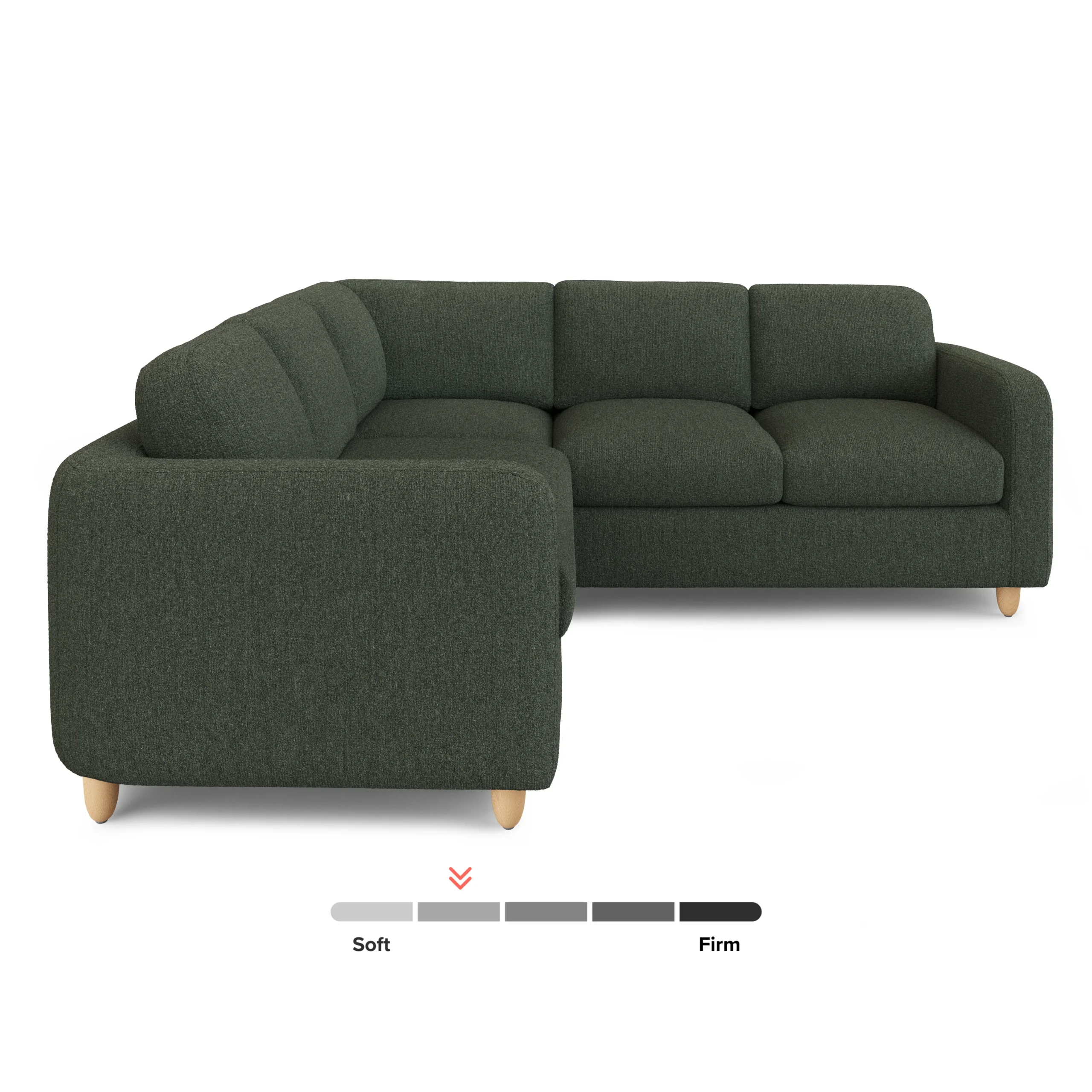 Vati 92_ Corner Sectional - Natural Oak and Green Wool Bouclé - Image 6