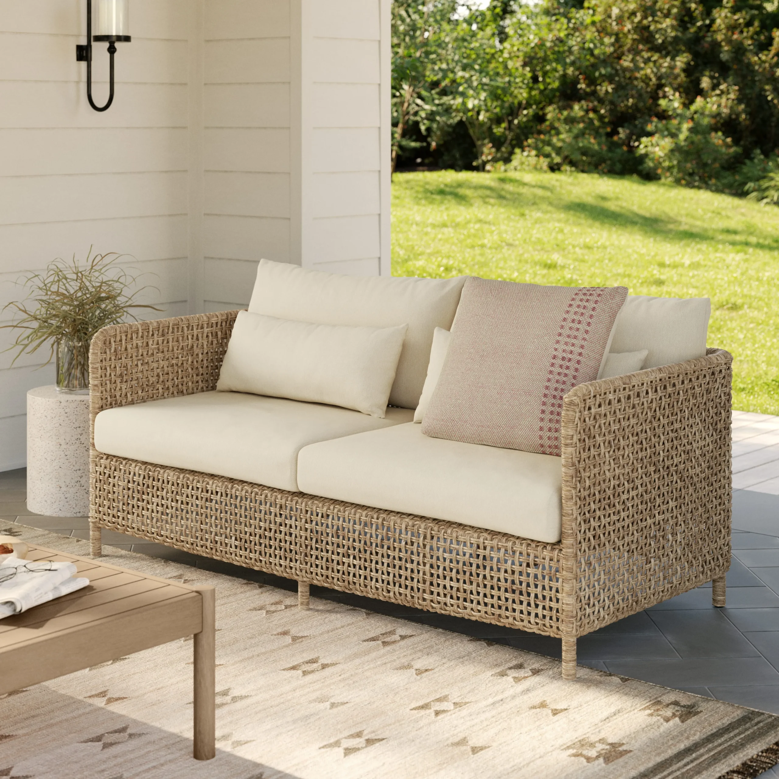 Robbi 67.25_ Outdoor Loveseat - Dravite Ivory