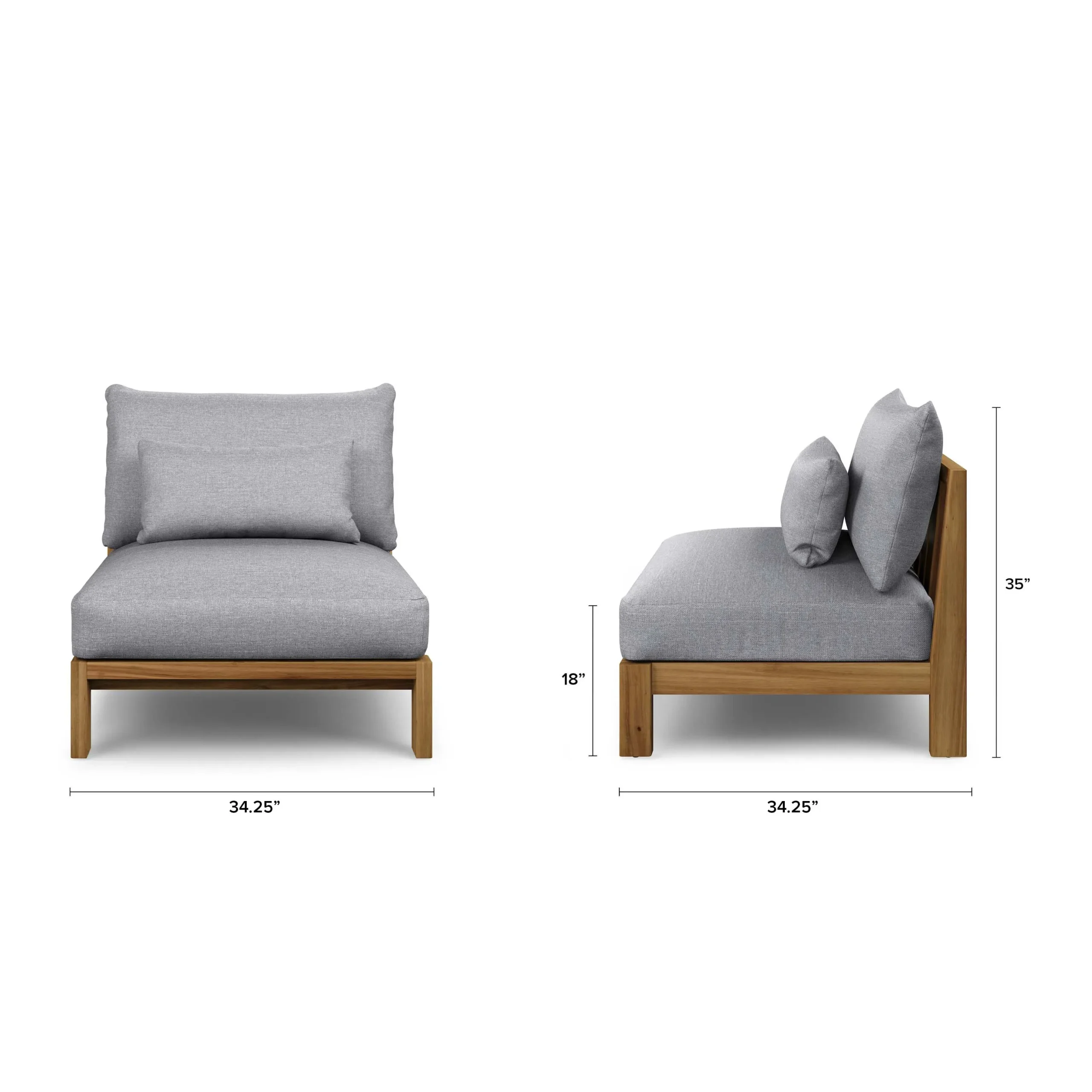 Cove 34.25_ Outdoor Armless Chair Module - Basket Gray - Image 2