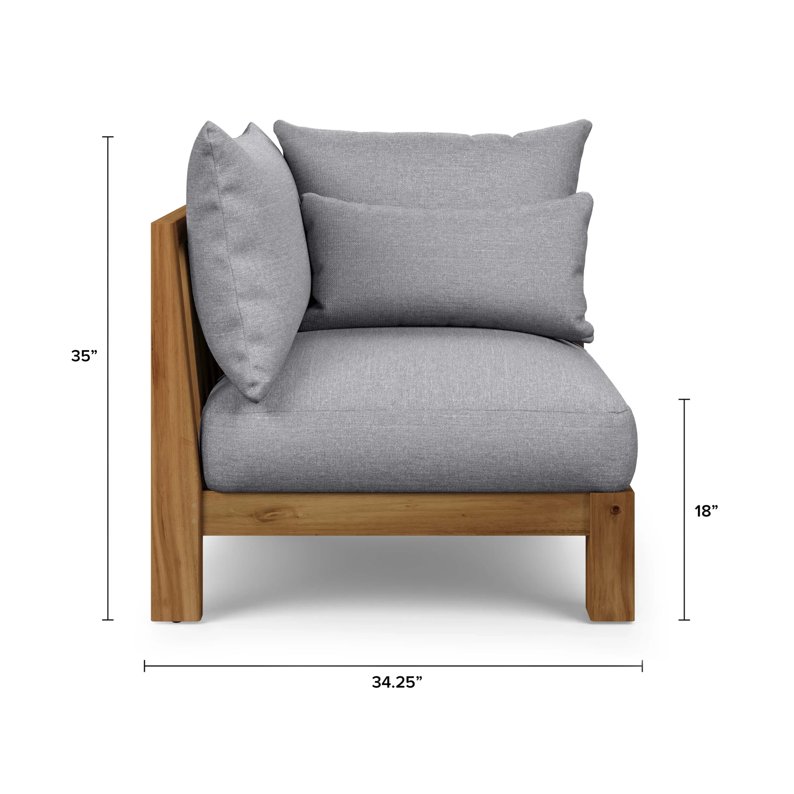 Cove 34.25_ Outdoor Corner Chair Module - Basket Gray - Image 2