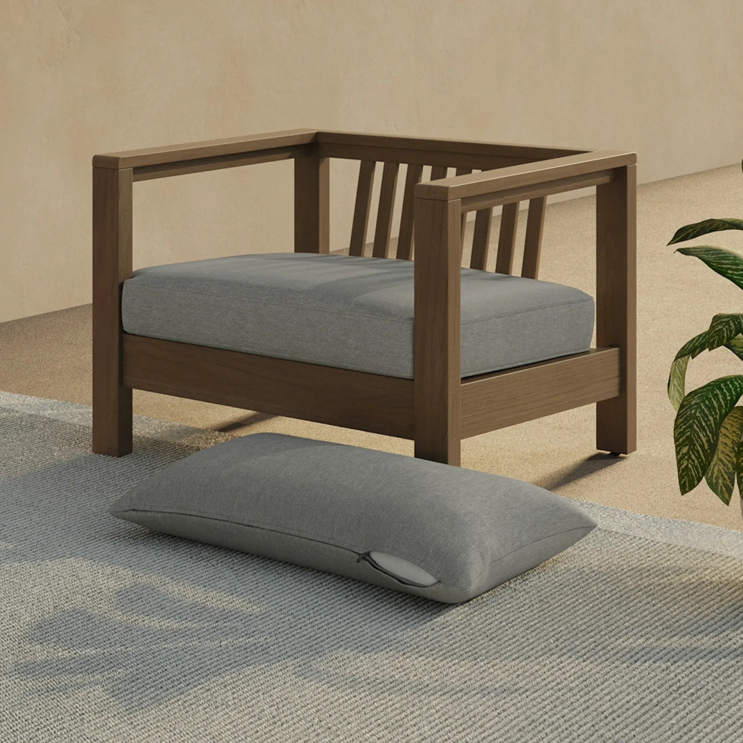 Palmera Outdoor Lounge Chair Cushion Cover Set - Dravite Gray