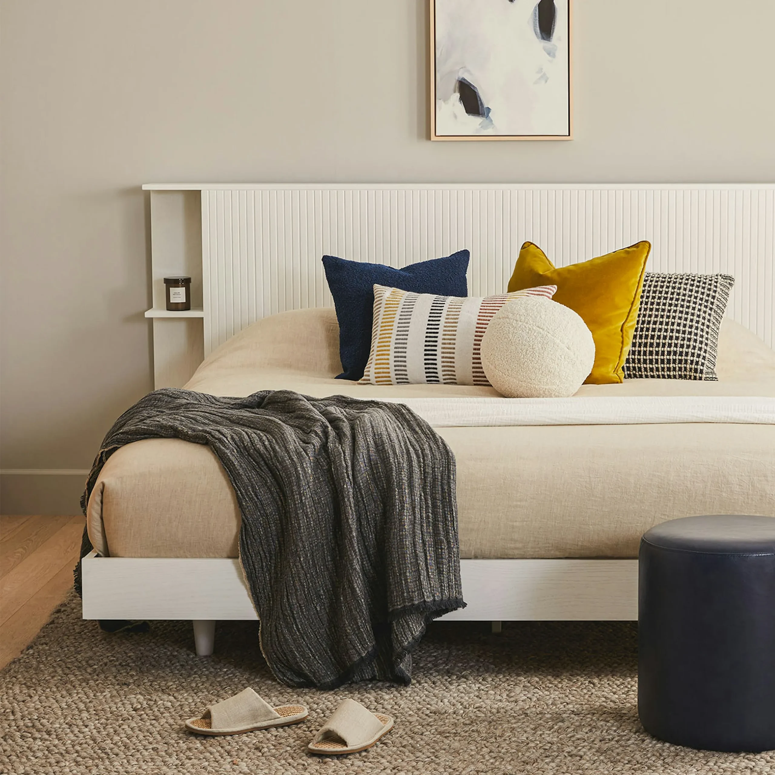 Basi King Bed Frame - White - Image 5