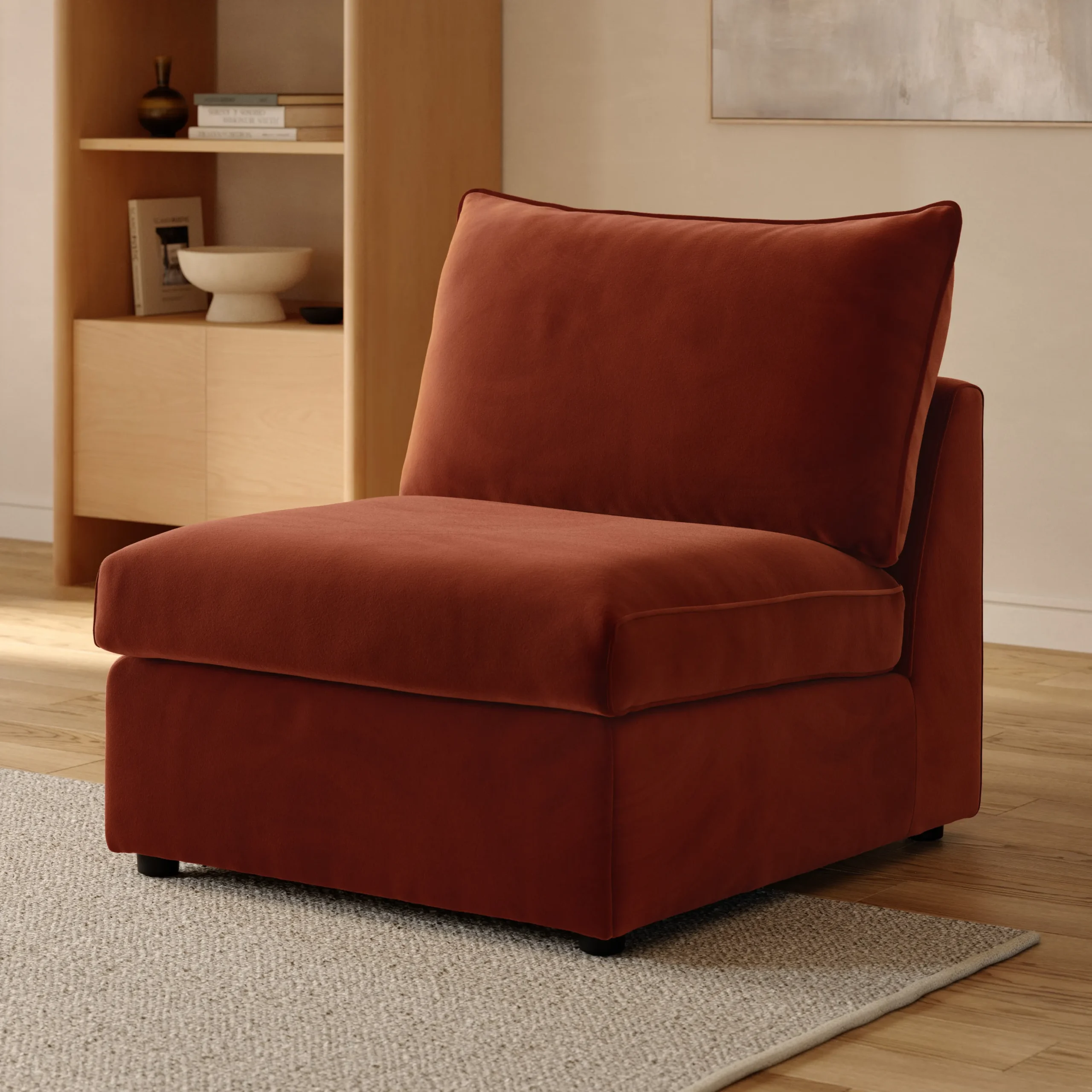 Lenae 32_ Velvet Armless Chair Module - Hale Rust - Image 11