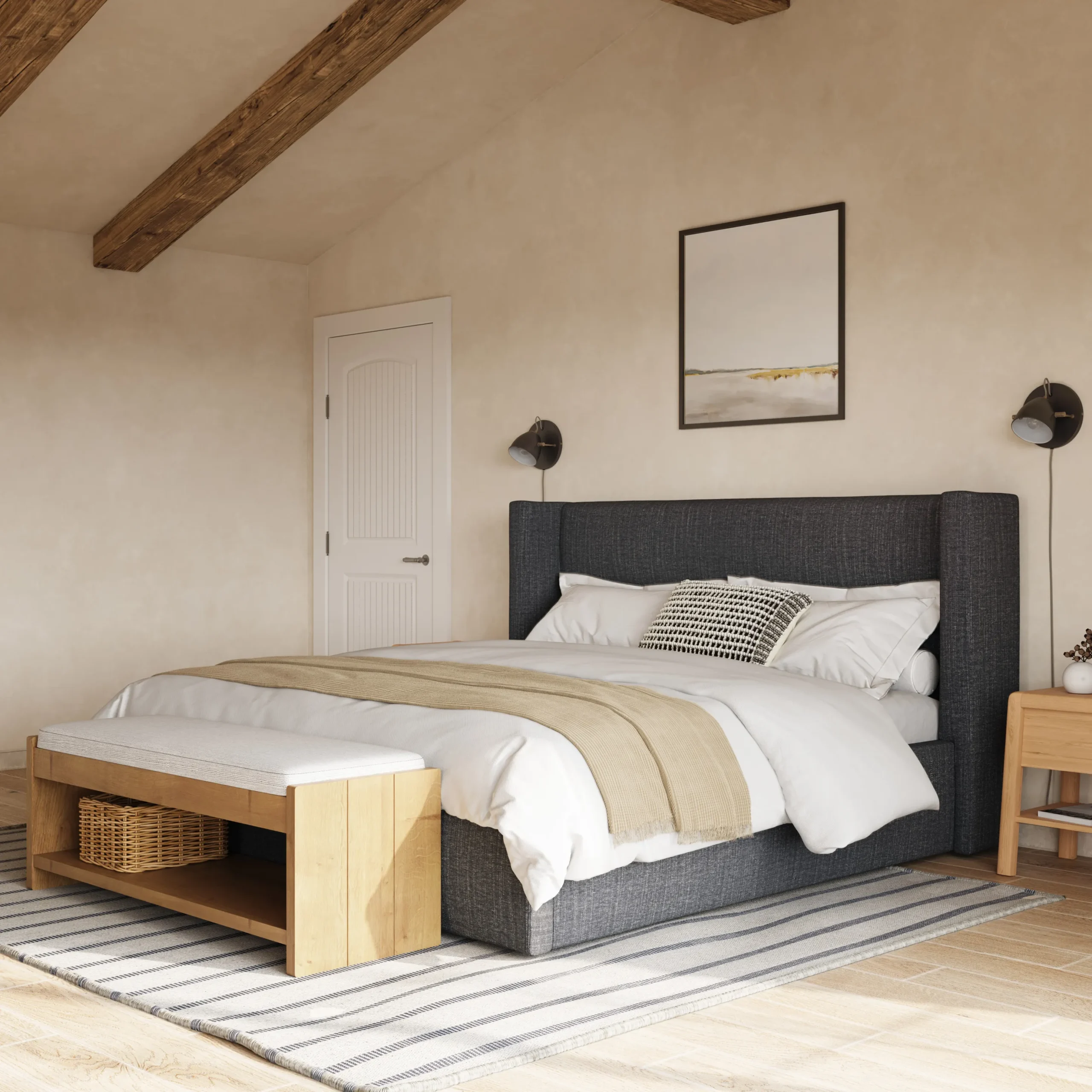 Calabri King Upholstered Bed - Napa Charcoal