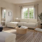 Vati 114_ Left Storage Sleeper Sectional - Natural Oak and Buckler Ivory
