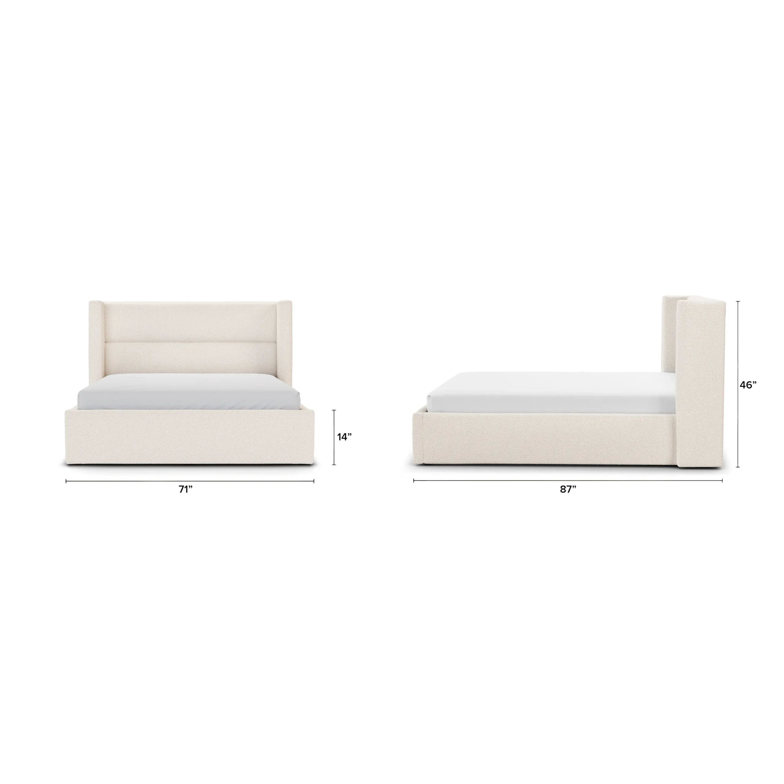 Calabri Queen Upholstered Bed - Ivory Wool Bouclé - Image 3