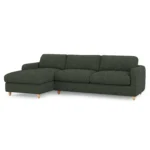 Vati 114_ Left Storage Sleeper Sectional - Natural Oak and Green Wool Bouclé