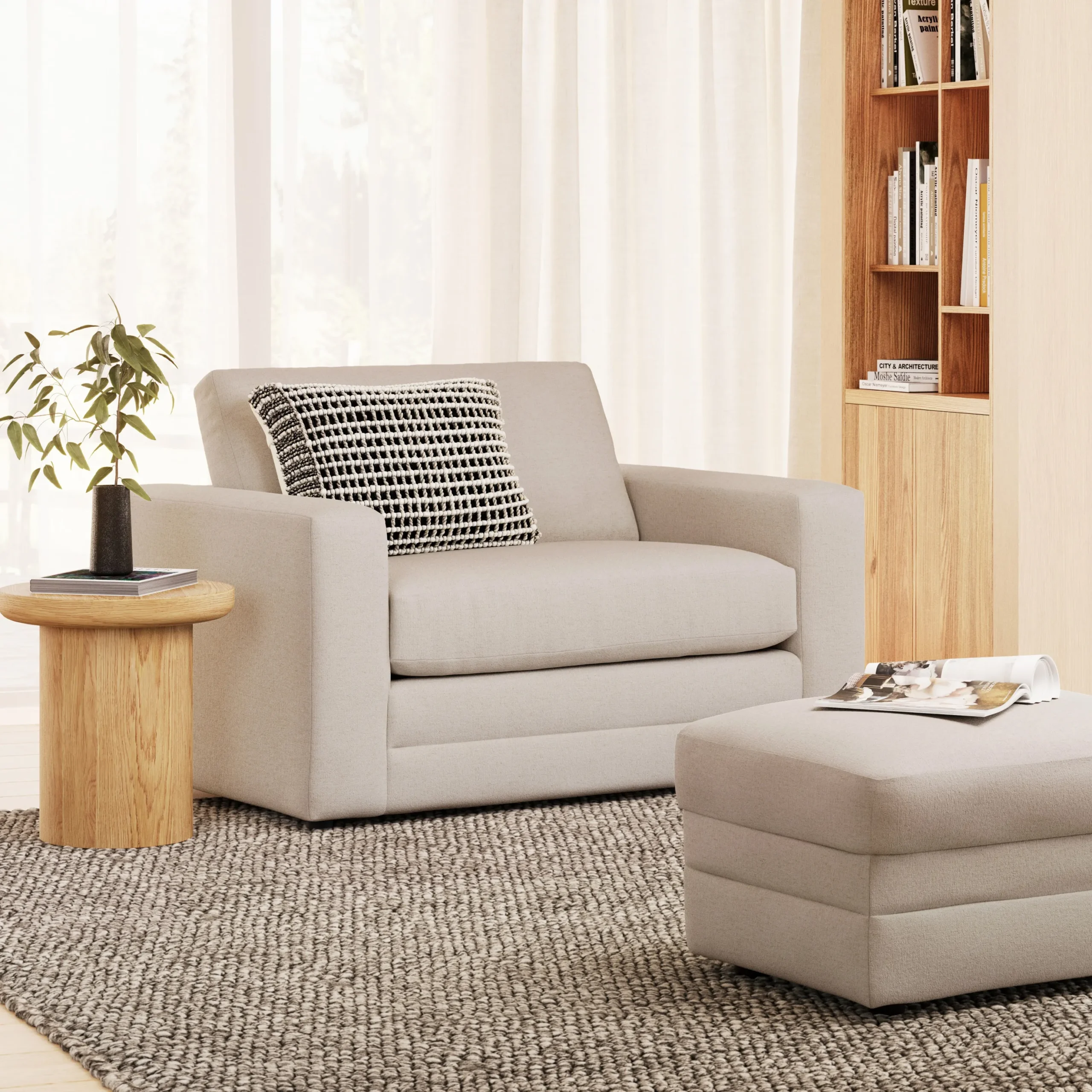 Riley 57.5_ Sleeper Chair - Napa White