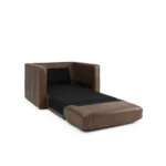 Sven 45.5_ Tufted Leather Sleeper Chair - Charme Chocolat