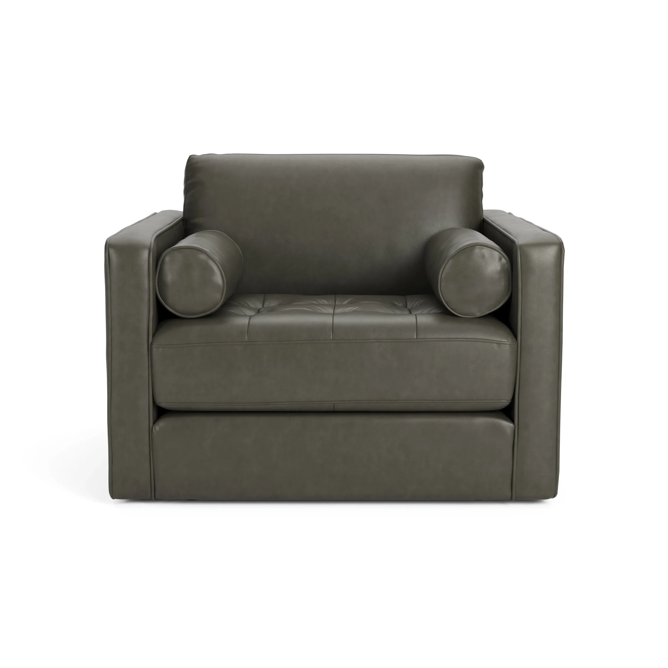 Sven 45.5_ Tufted Leather Sleeper Chair - Charme Green - Image 5