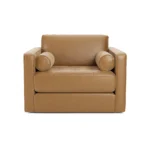 Sven 45.5_ Tufted Leather Sleeper Chair - Charme Tan