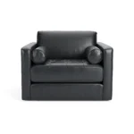 Sven 45.5_ Tufted Leather Sleeper Chair - Oxford Black