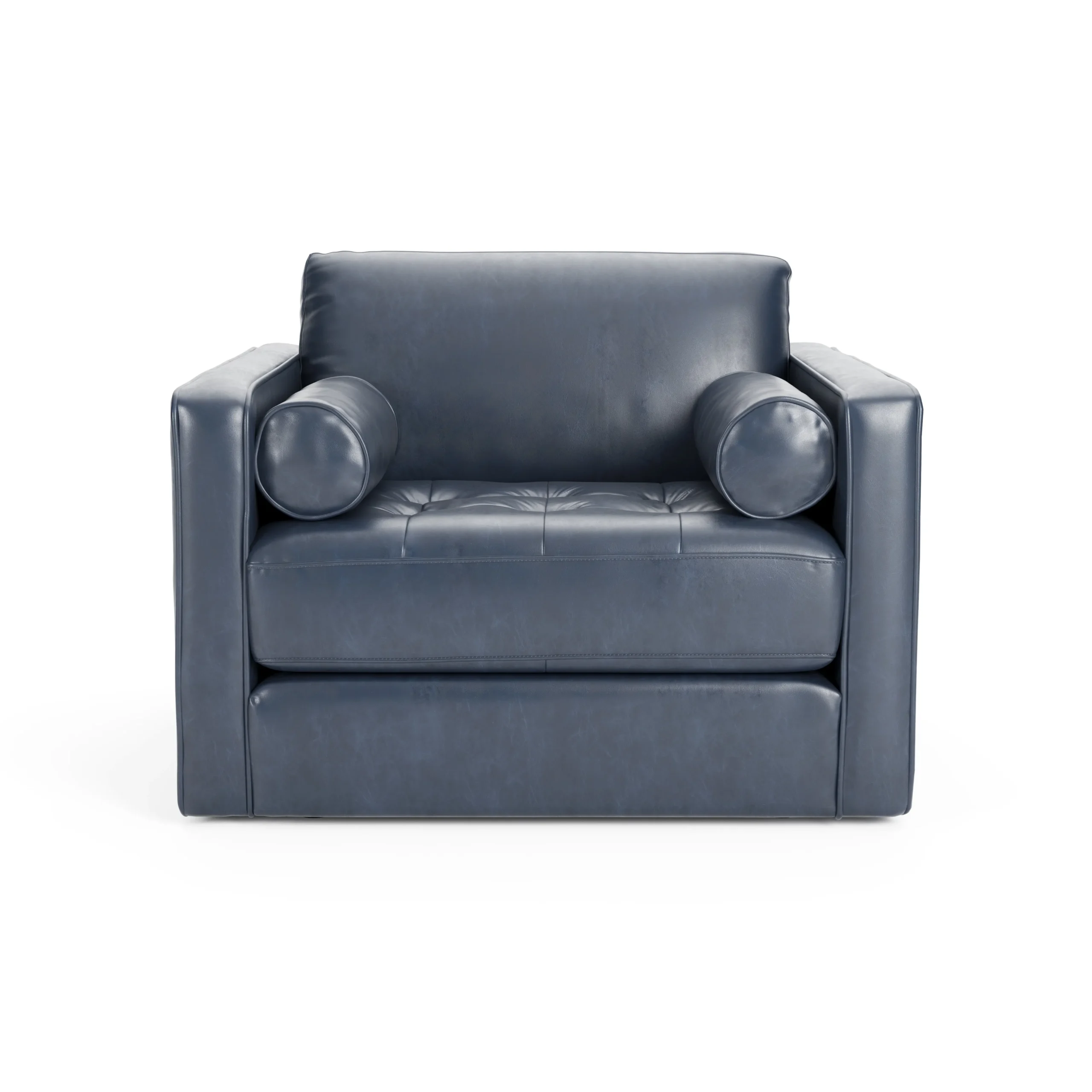 Sven 45.5_ Tufted Leather Sleeper Chair - Oxford Blue - Image 5