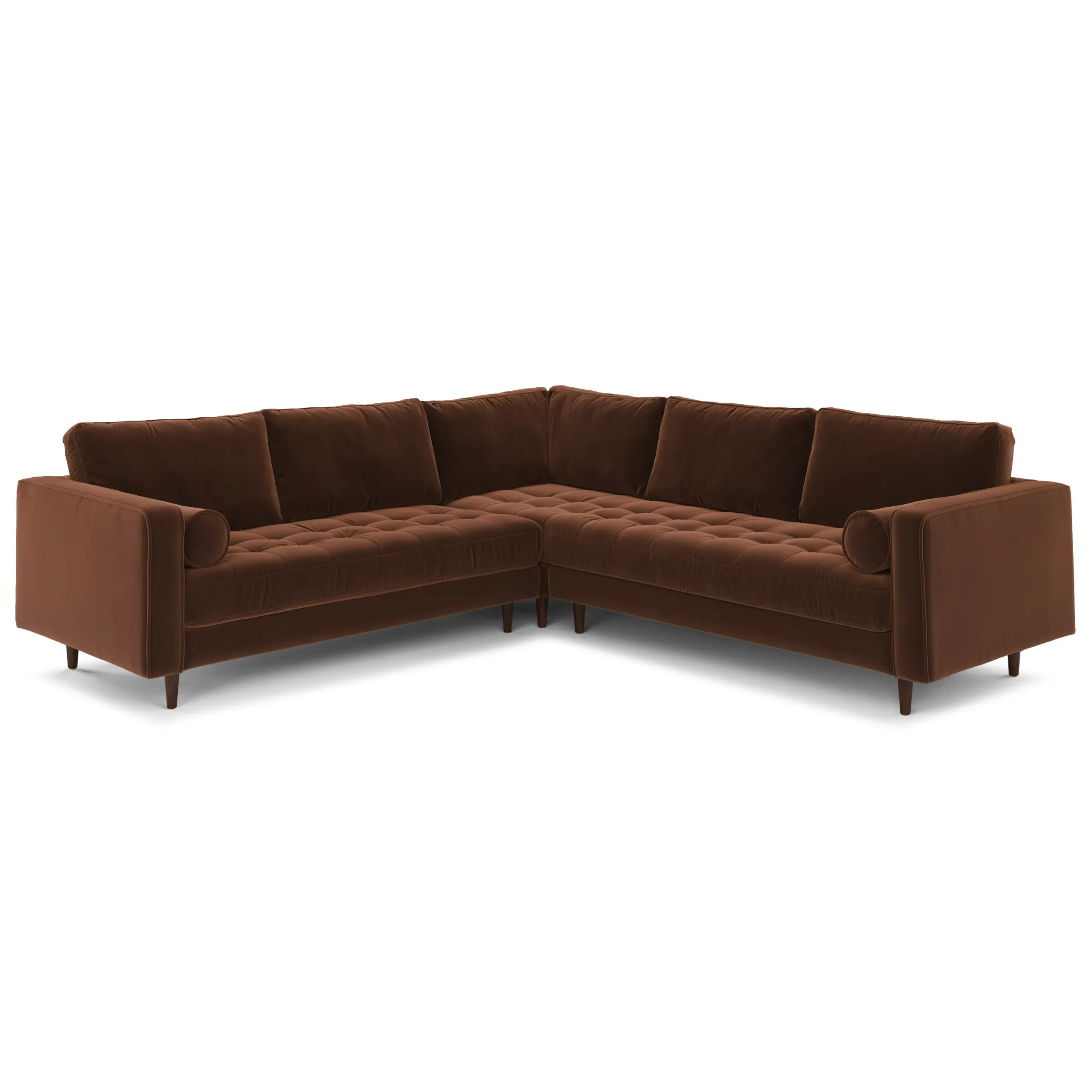 Sven 107_ Tufted Velvet Corner Sectional - Plush Pacific Brown - Image 5