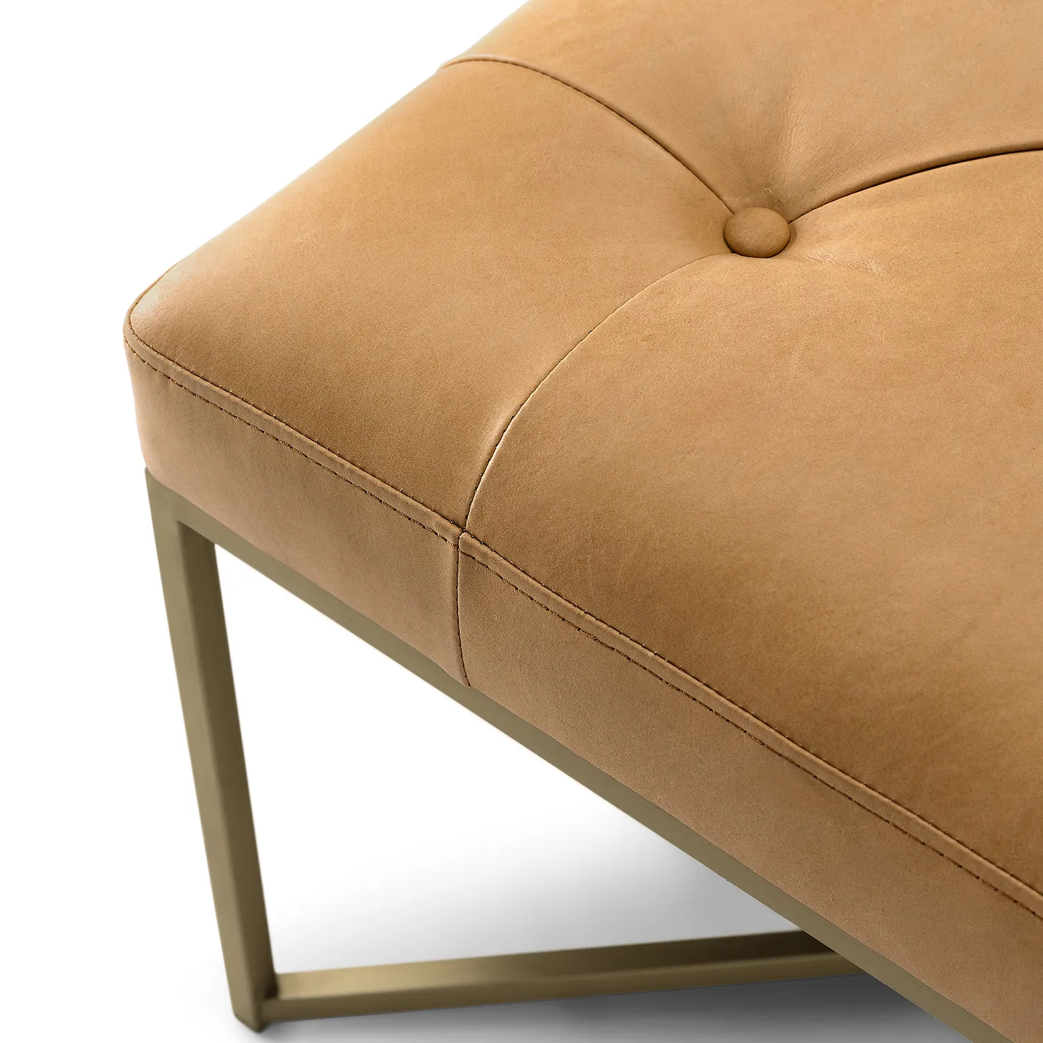 Tablet 47_ Leather Square Ottoman - Charme Tan - Image 7