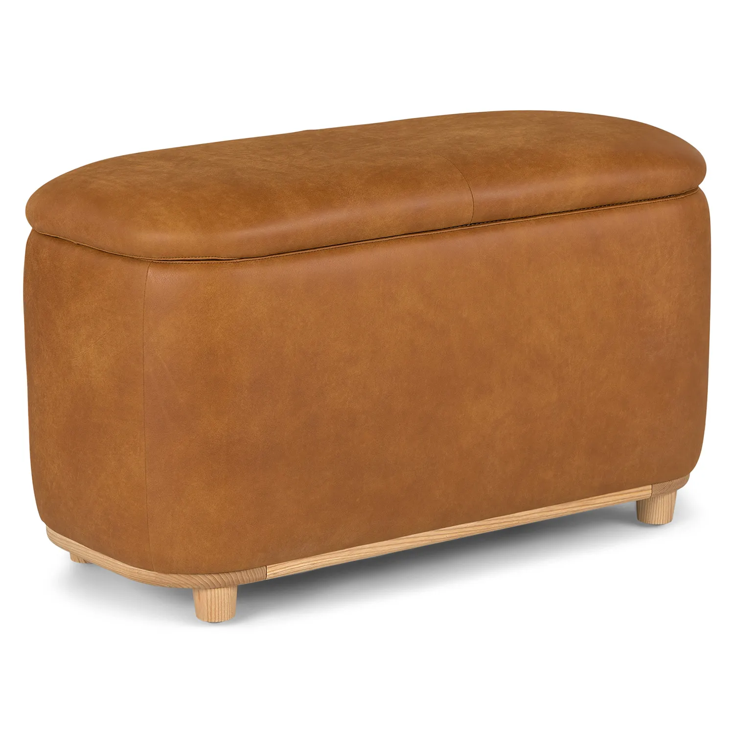 Maribo 32_ Leather Storage Ottoman - Rawhide Tan - Image 5