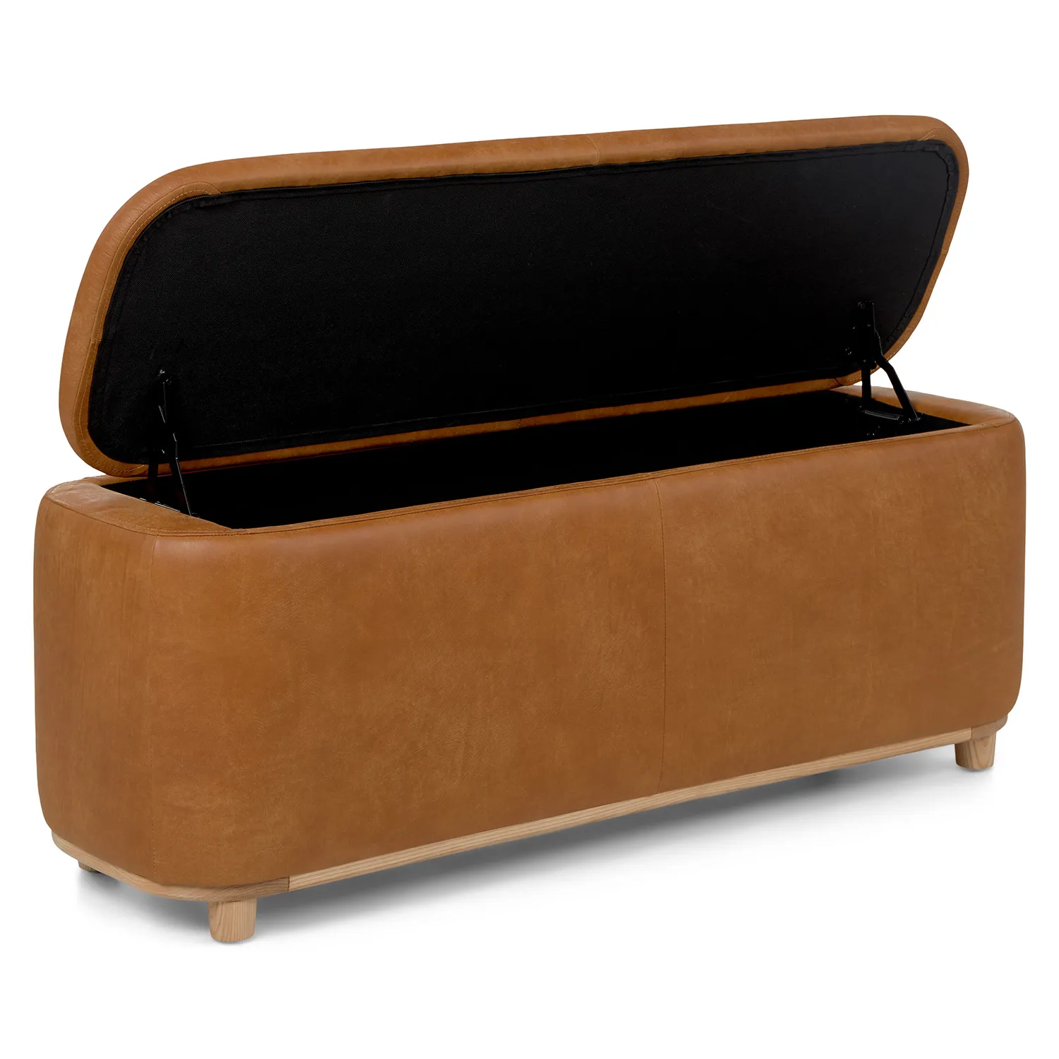 Maribo 48_ Leather Storage Ottoman - Rawhide Tan - Image 5