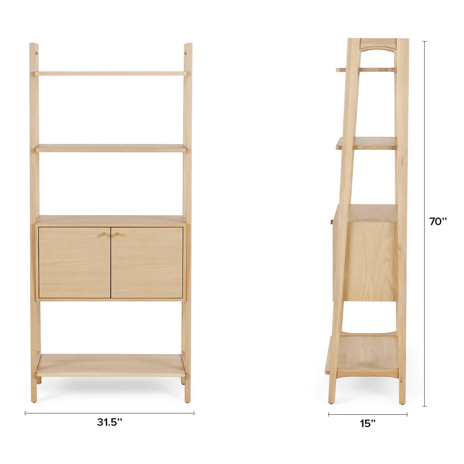 Krossa 31.5_ Shelving Unit with Storage - White Oak - Image 3