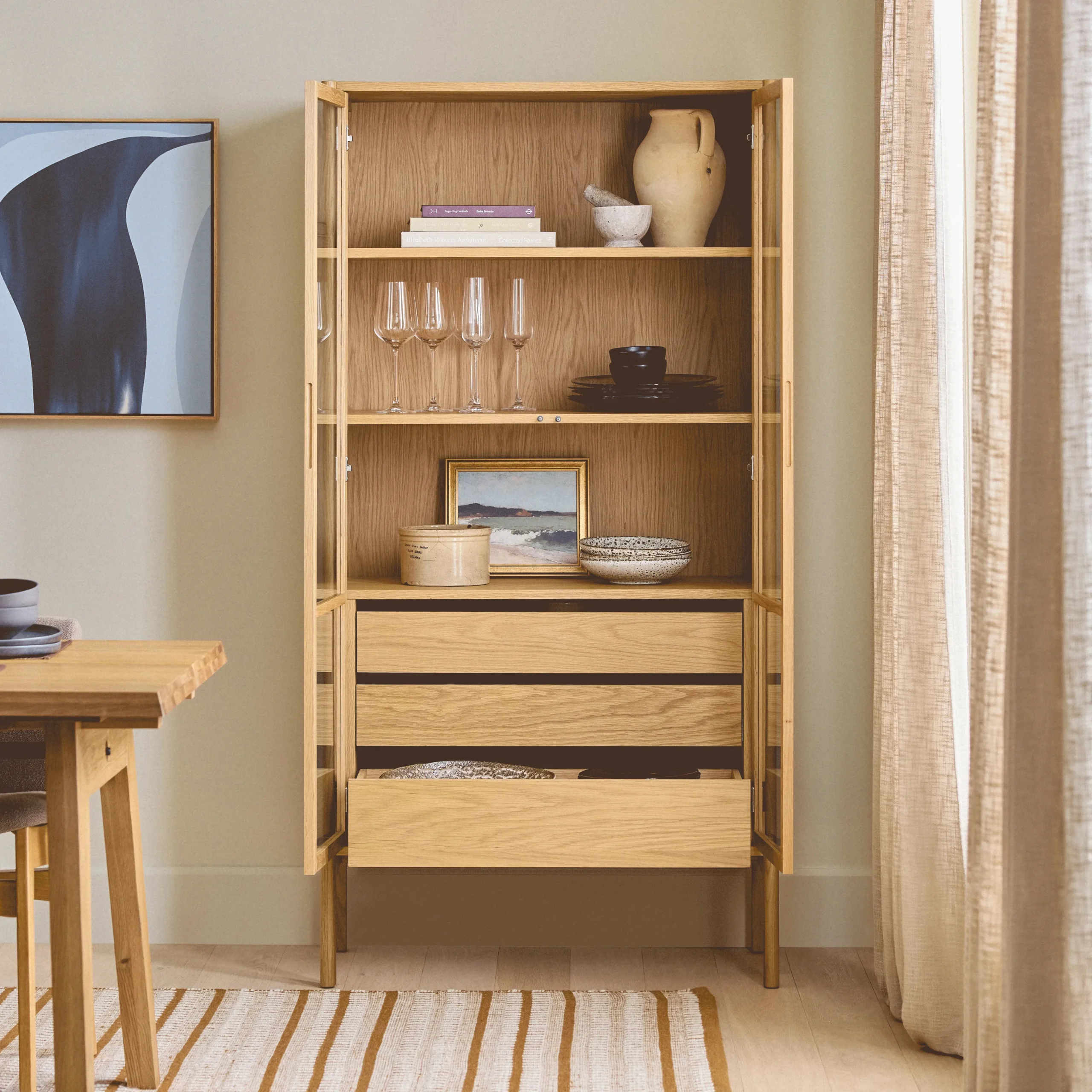 Mysen 35.5_ Glass Cabinet - Natural Oak - Image 5