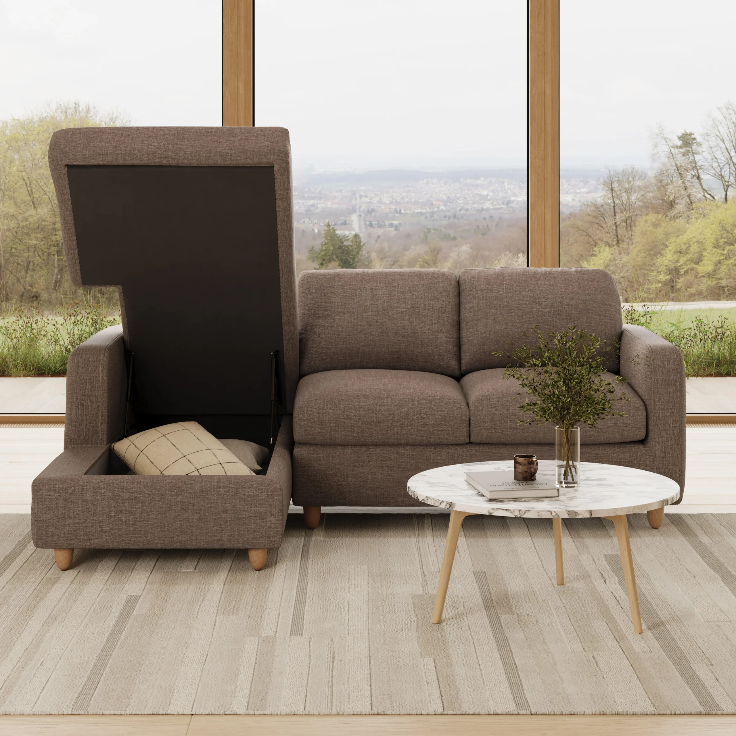 Vati 90.5_ Left Storage Sectional - Natural Oak and Buckler Brown - Image 7