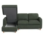 Vati 90.5_ Left Storage Sectional - Natural Oak and Green Wool Bouclé